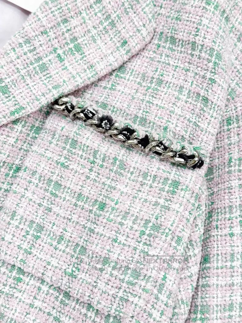 Chanel Chanel Green plaid two-pocket crystal buckle long-sleeved Size XS / US 0-2 / IT 36-38 - 6 Thumbnail