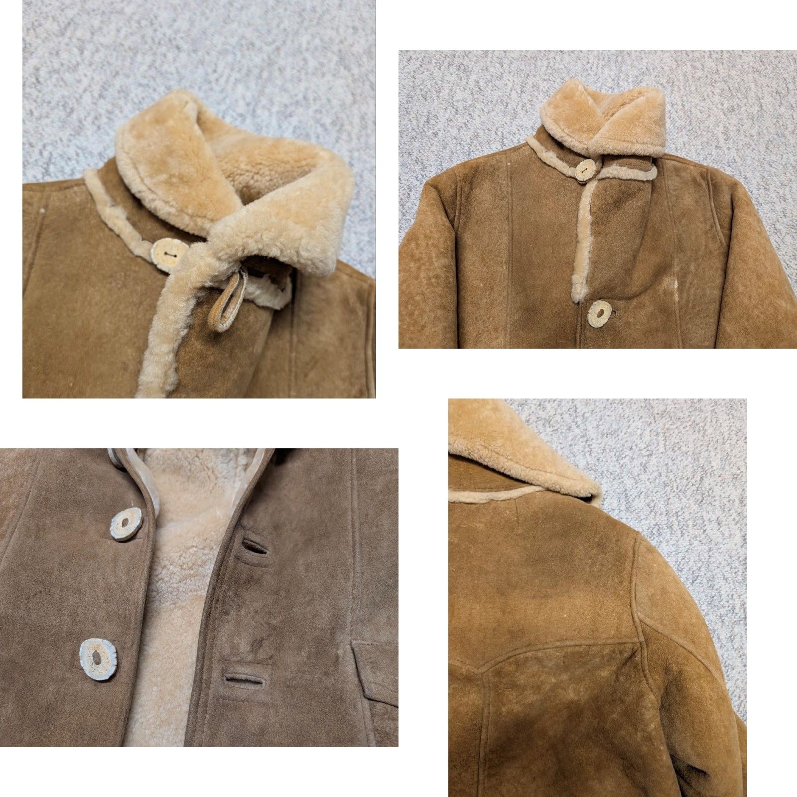 Vintage VINTAGE shearling coat men's rancher 42 brown leather sheepSkin shawl western coat M Size US M / EU 48-50 / 2 - 9 Thumbnail