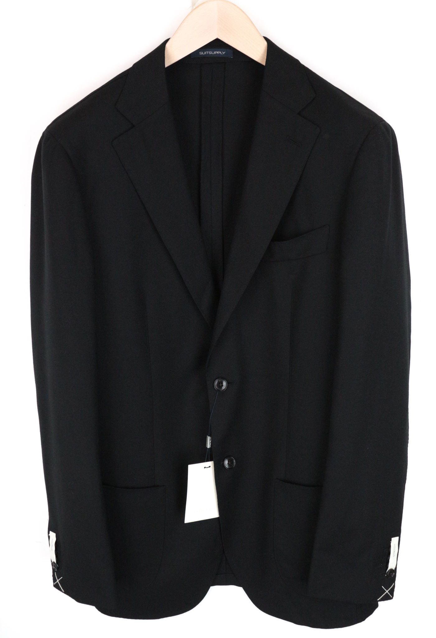 image of Suitsupply Havana Uk42L Black Wool Stretch Slim Fit Blazer 67009, Men's