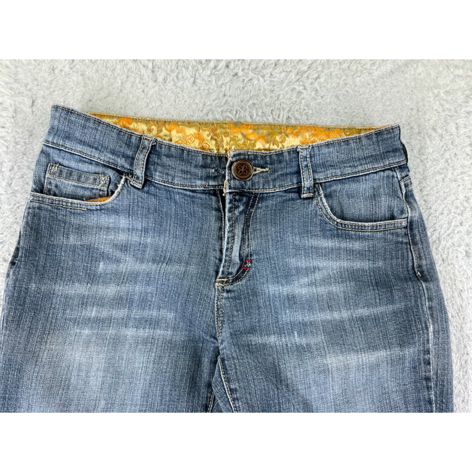 Denime Womens Jeans Denim Blue 27x31 27 Flared Low Rise Medium Wash Embroidered Pants Size 27" / US 4 / IT 40 - 6 Thumbnail