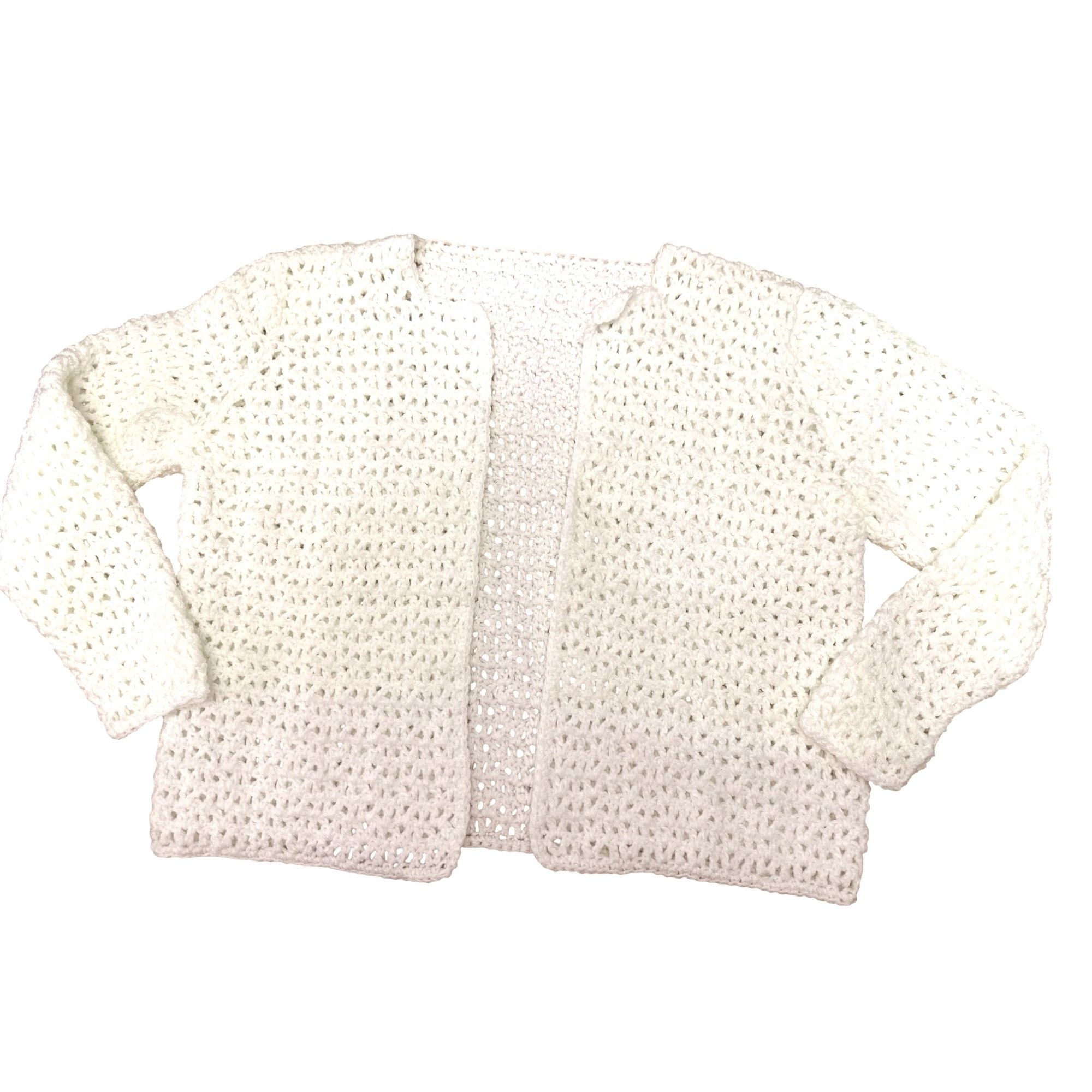 Other CCC Handmade White Crochet Cardigan Sweater Long Sleeve Open Size M / US 6-8 / IT 42-44 - 5 Thumbnail