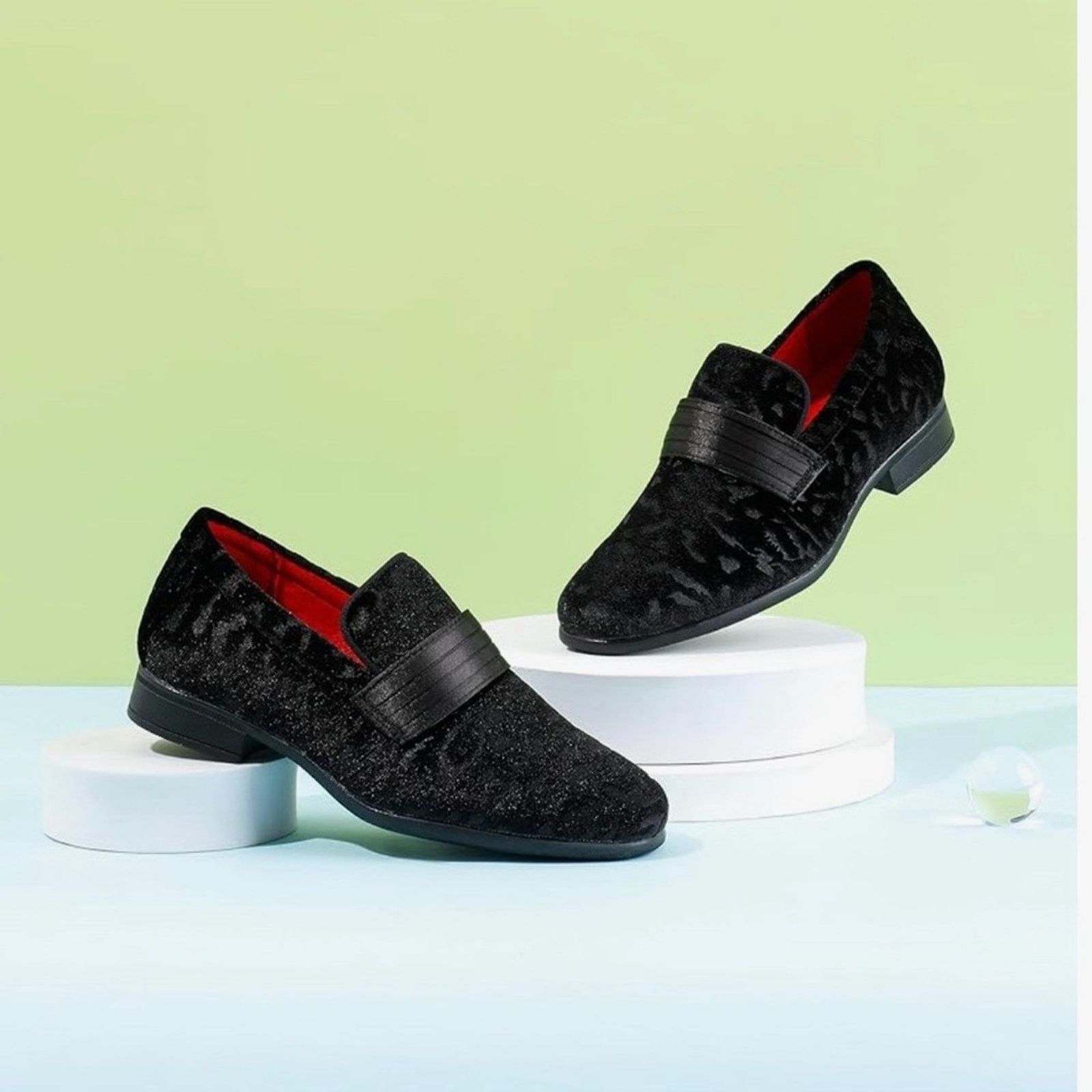 Other Bruno Mark PU Velvet Boys Black Dress Shoes Loafers size 13 Size US 13 / EU 46 - 1 Thumbnail