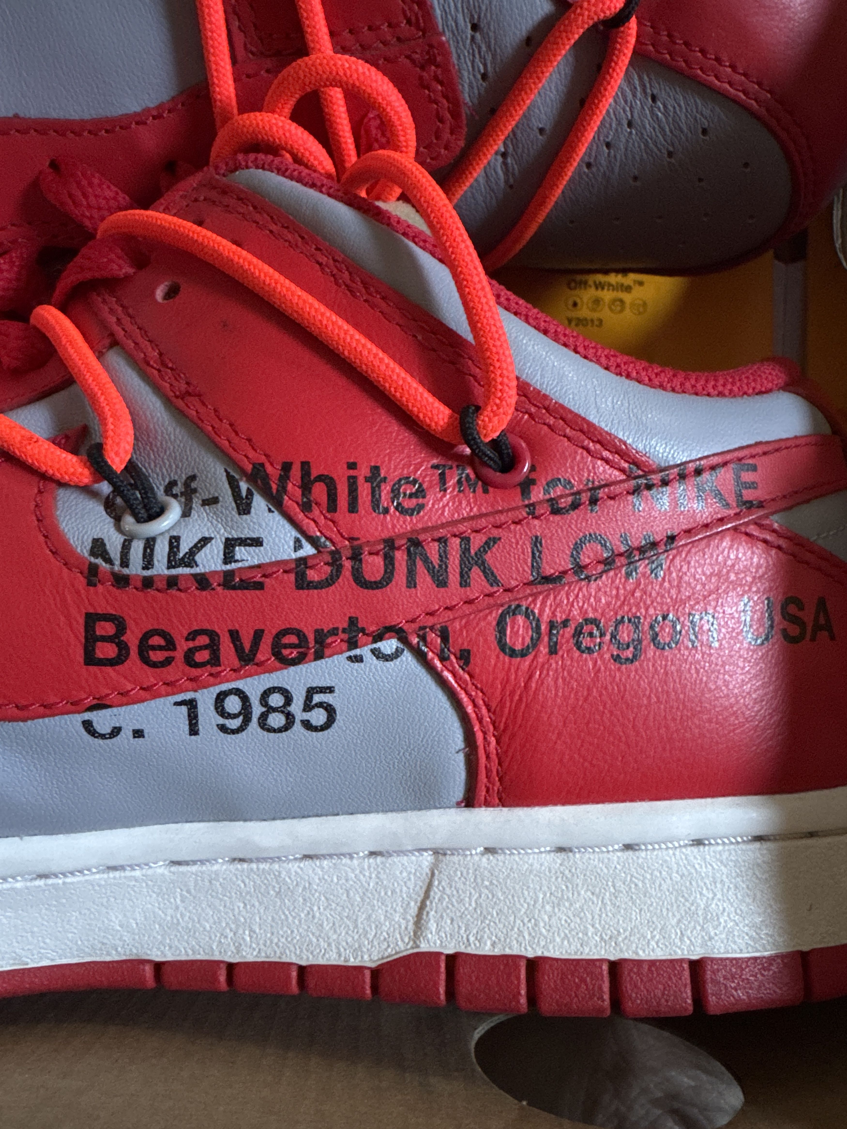 Nike × Off-White × Virgil Abloh NIKE DUNK LOW LTHR/OW OFF-WHITE C/O VIRGIL ABLOH RED GRAY Size US 11.5 / EU 44-45 - 8 Thumbnail