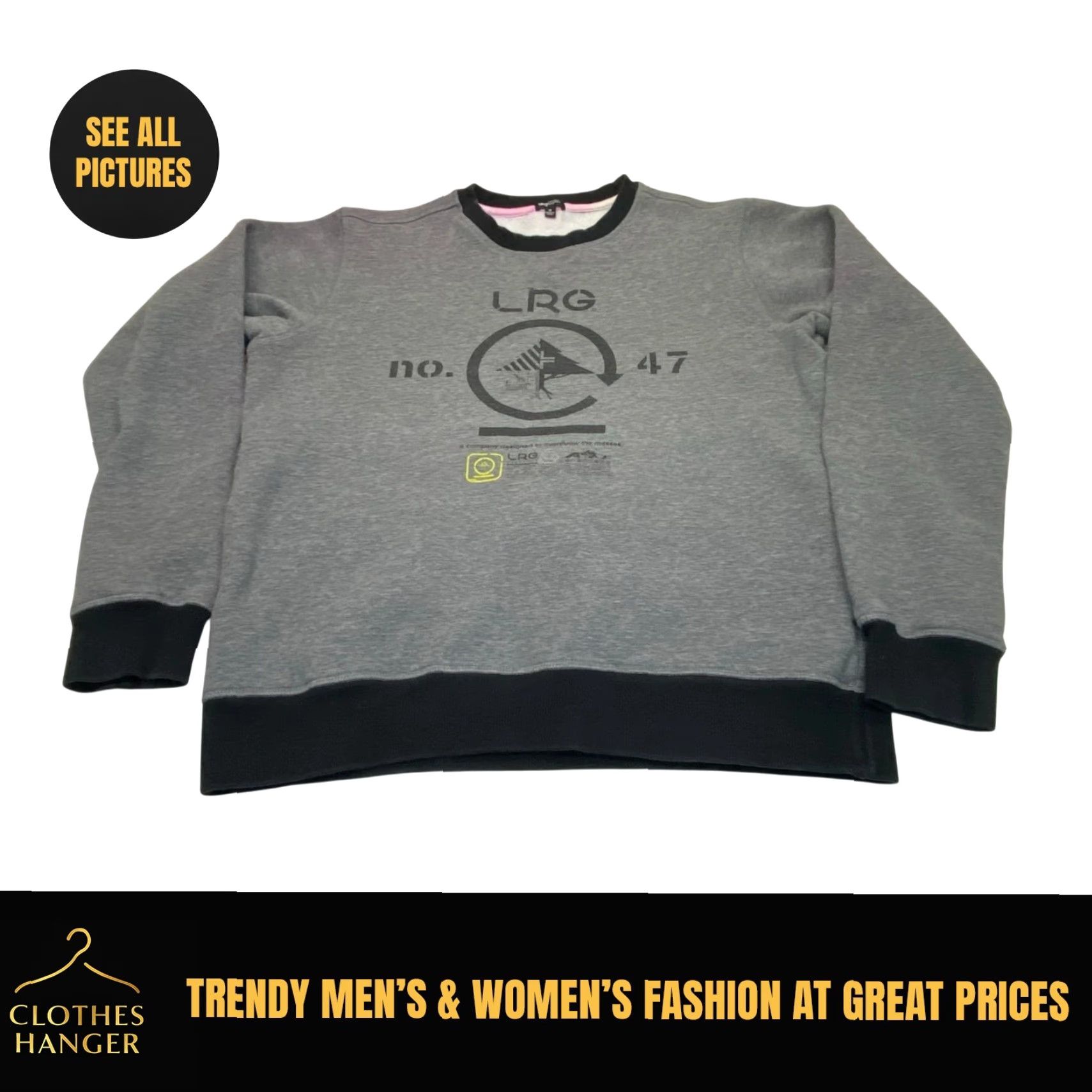 Vintage LRG Sweater Sweatshirt Mens Medium Gray Black Pullover Lifted Research Group Size US M / EU 48-50 / 2 - 2 Thumbnail