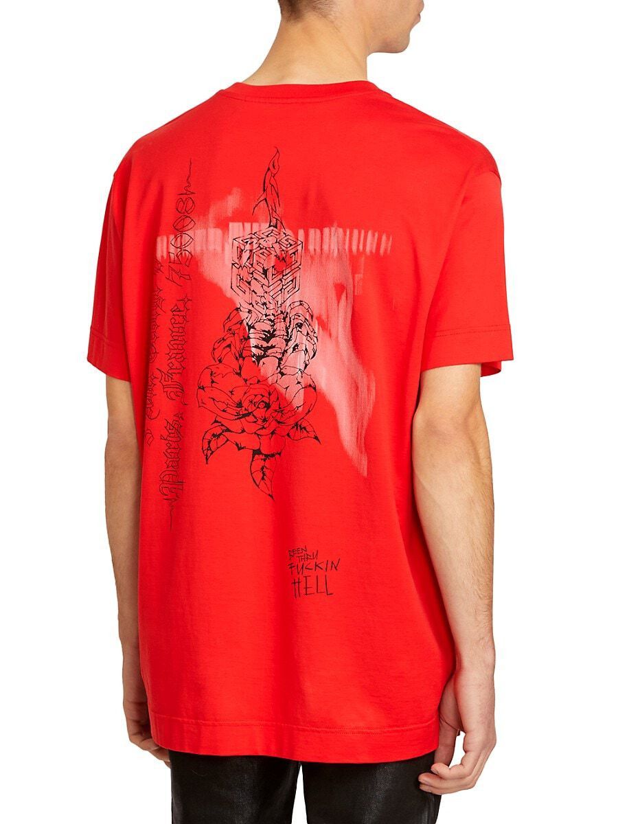 Givenchy Red Scorpion Dagger 4G Logo Oversized T-Shirt Size US S / EU 44-46 / 1 - 4 Thumbnail