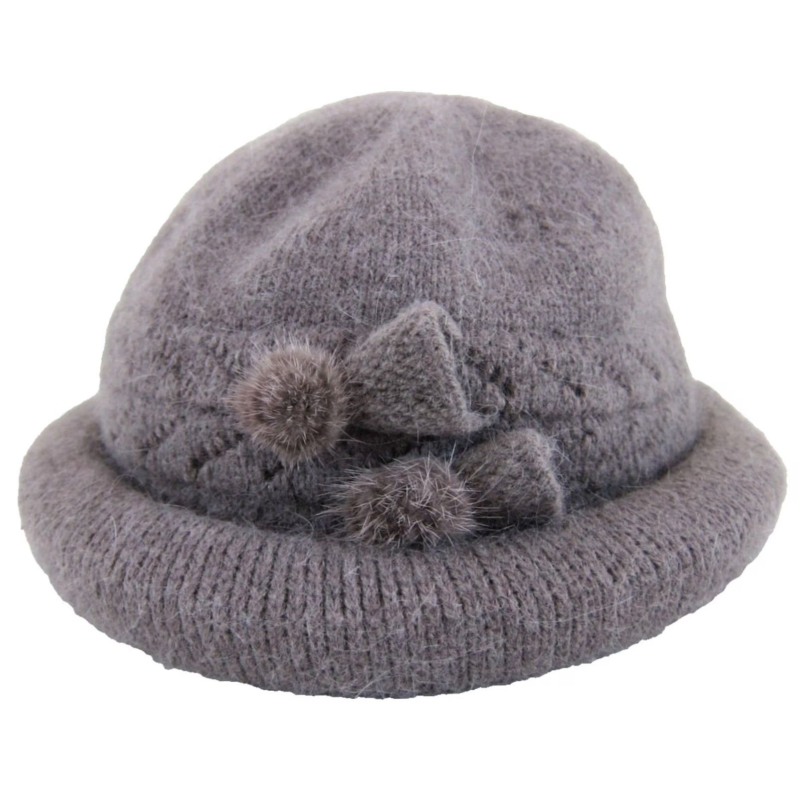 Vintage VINTAGE Rabbit Fur Knit Greyish Purple Soft Cozy Grouser Bucket Hat Woman S-M Size ONE SIZE - 2 Thumbnail