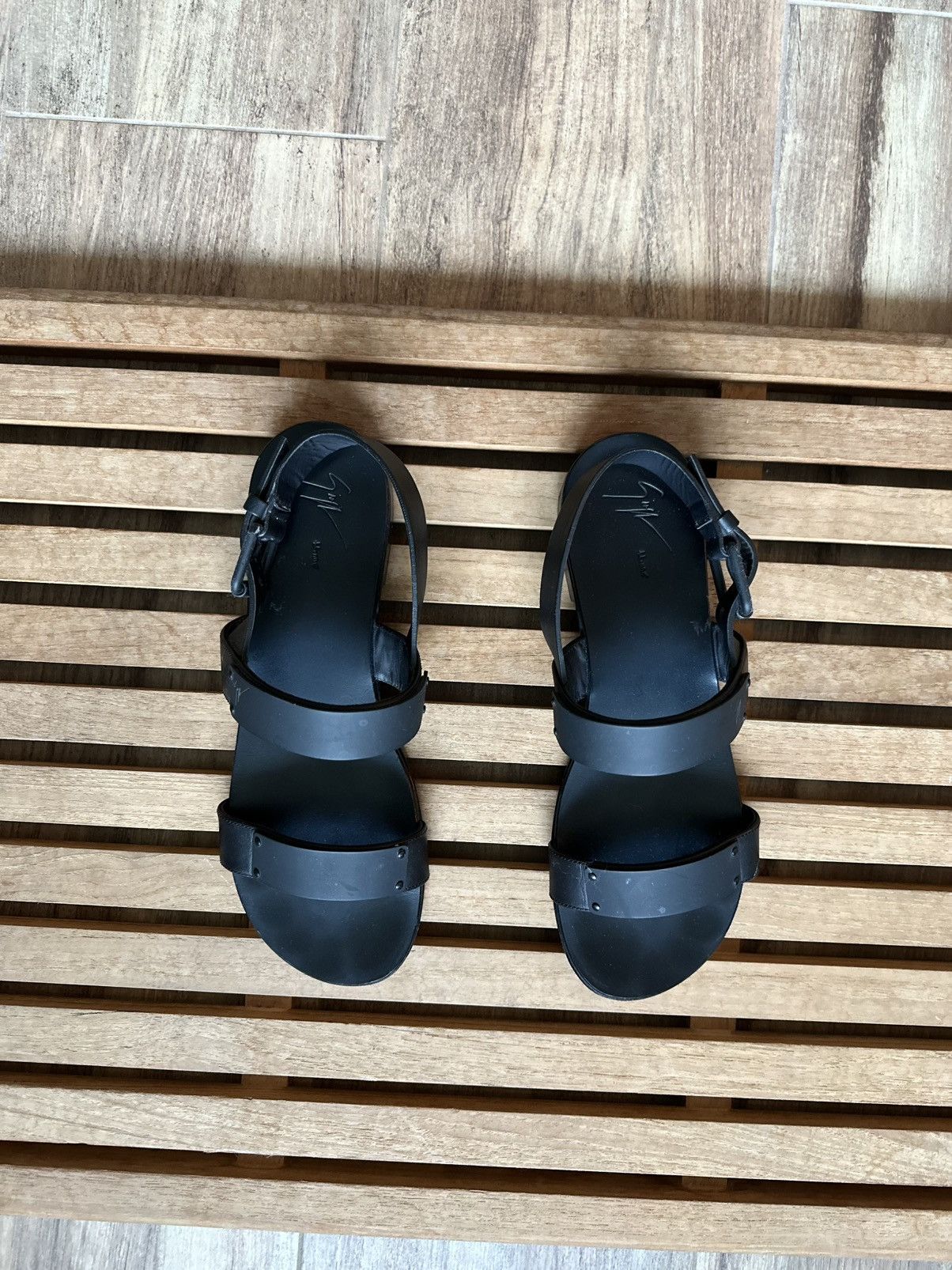 Giuseppe Zanotti Giuseppe Zanotti Homme Zak Flat Sandals. Black/Black. Sz. 44 Size US 11 / EU 44 - 8 Thumbnail