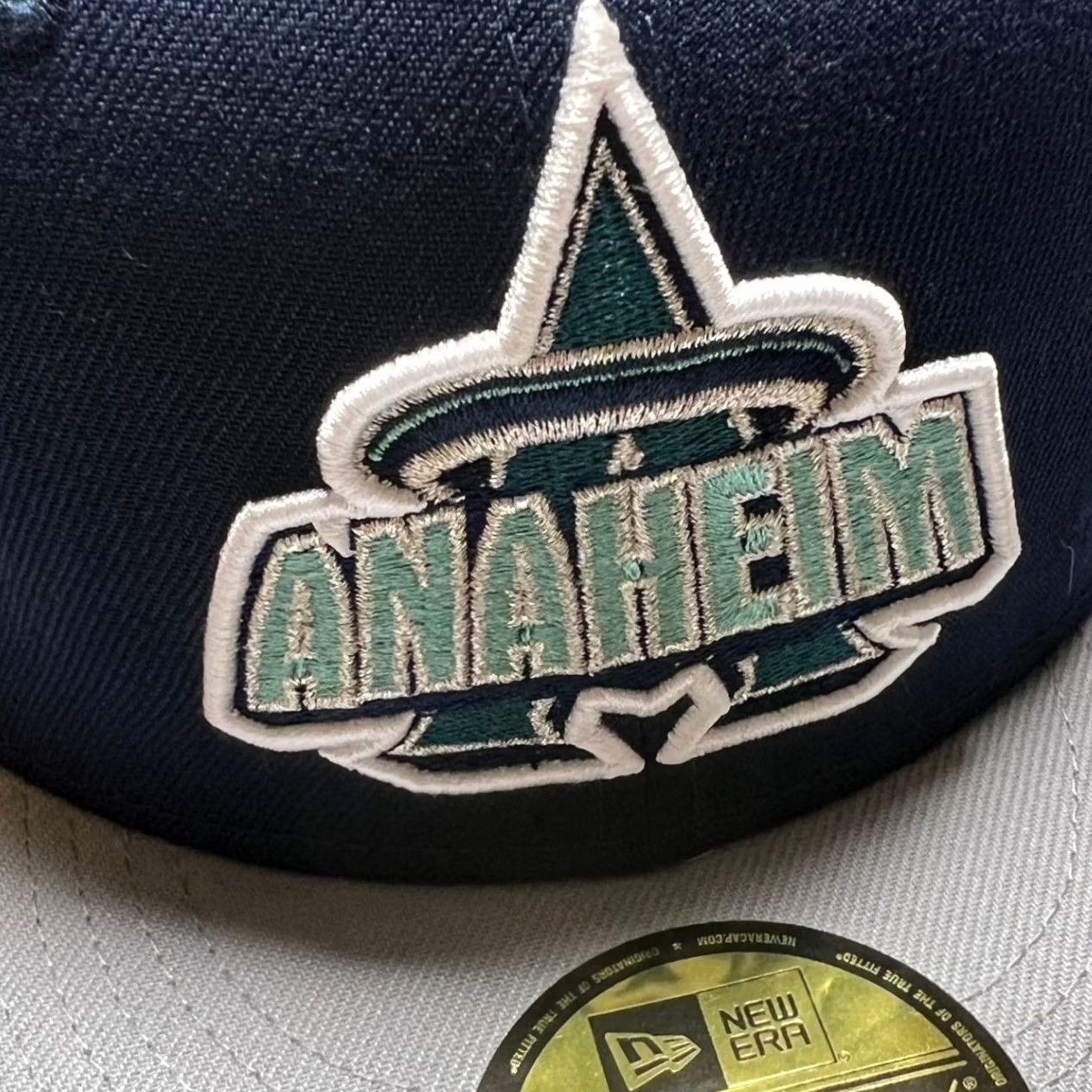 New Era VINTAGE New Era 59FIFTY Fitted Hat Mens 7 3/8 Navy Anaheim Angels 50th Anniversary Patch Size ONE SIZE - 4 Thumbnail