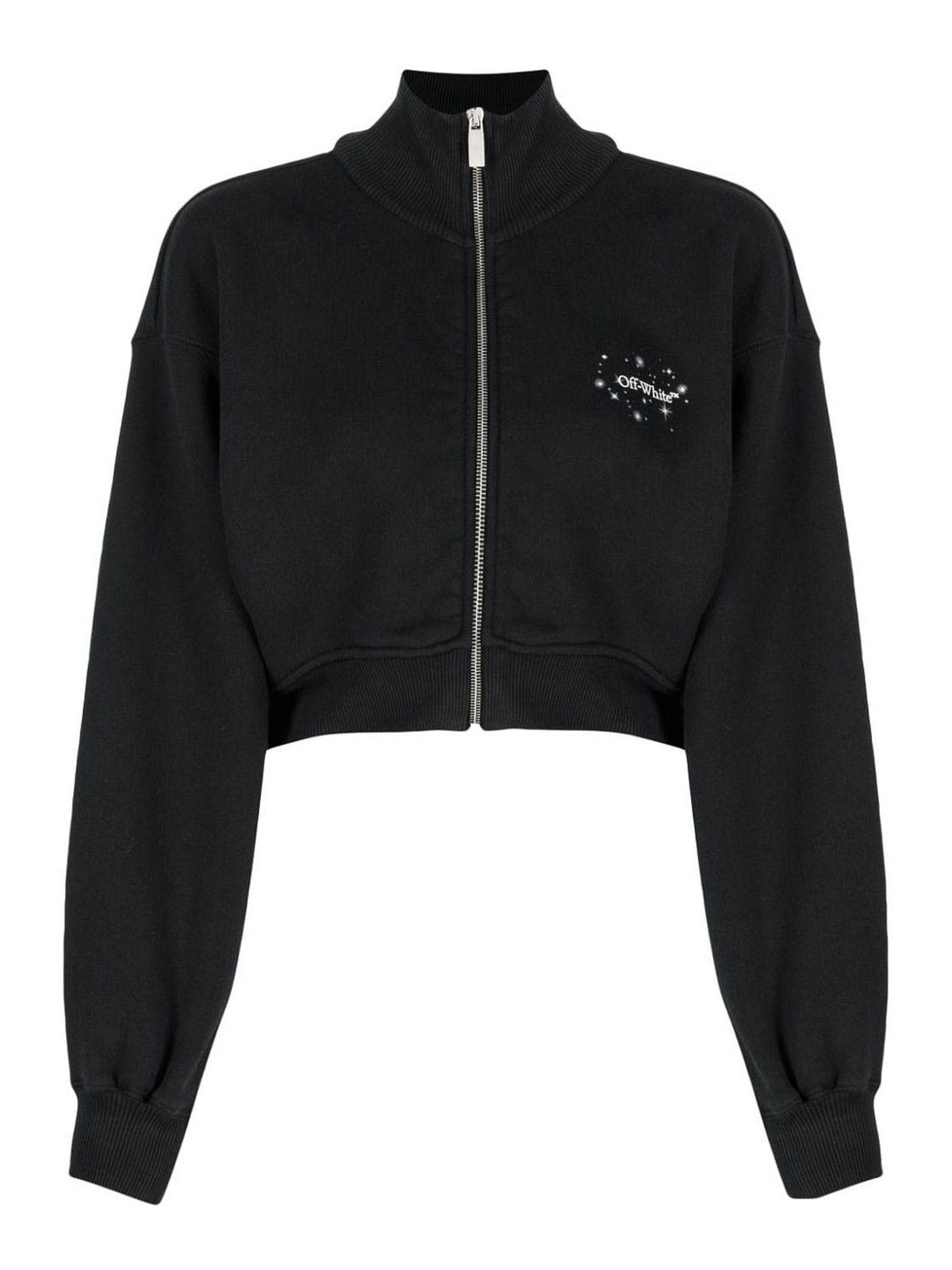 Off-White o1gr1nt0425 Bling Stars Arrow Cropped Zip Up Sweatshirt Size S / US 4 / IT 40 - 1 Thumbnail