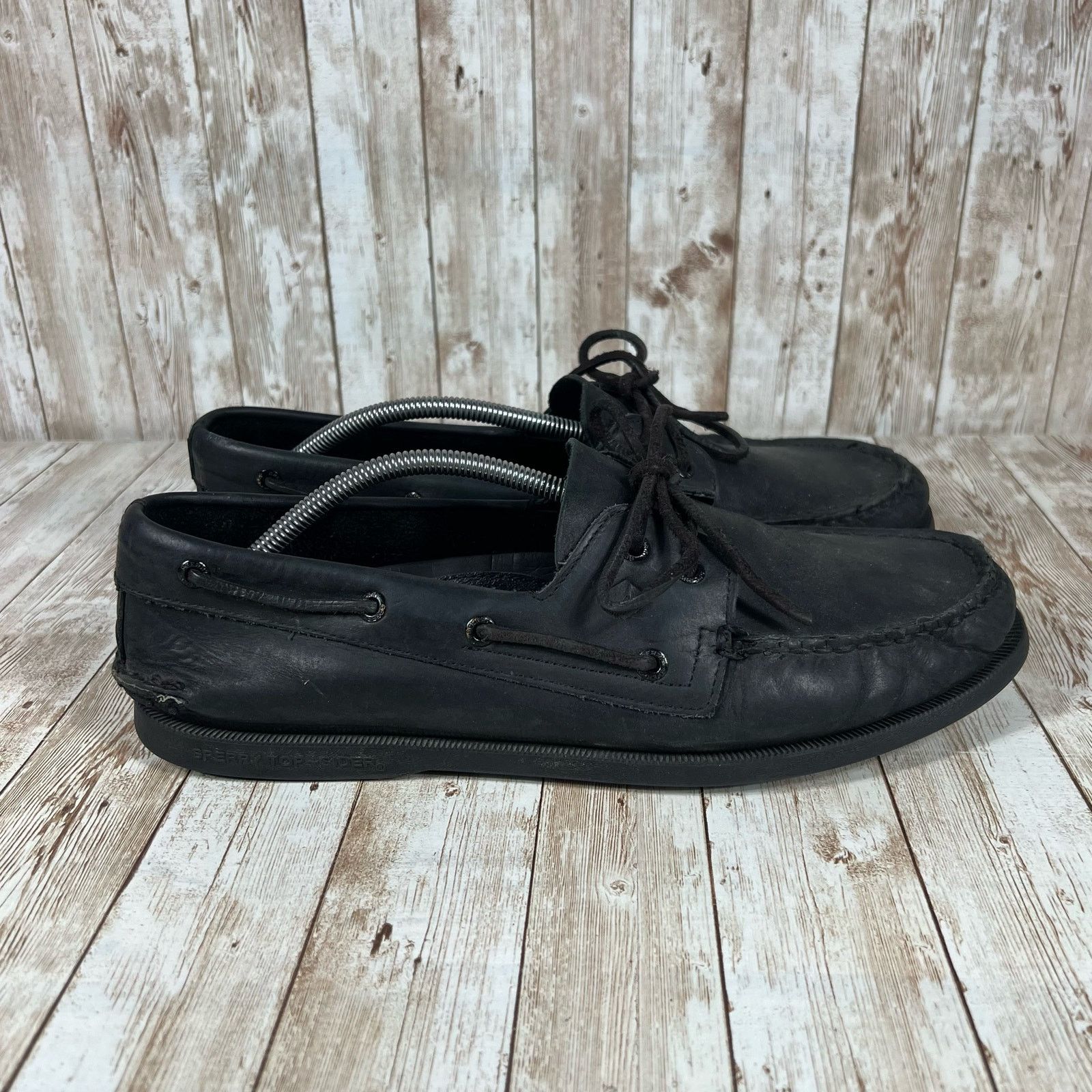 Sperry Sperry top sider boat shoe Mens 13 black leather Size US 13 / EU 46 - 1 Thumbnail
