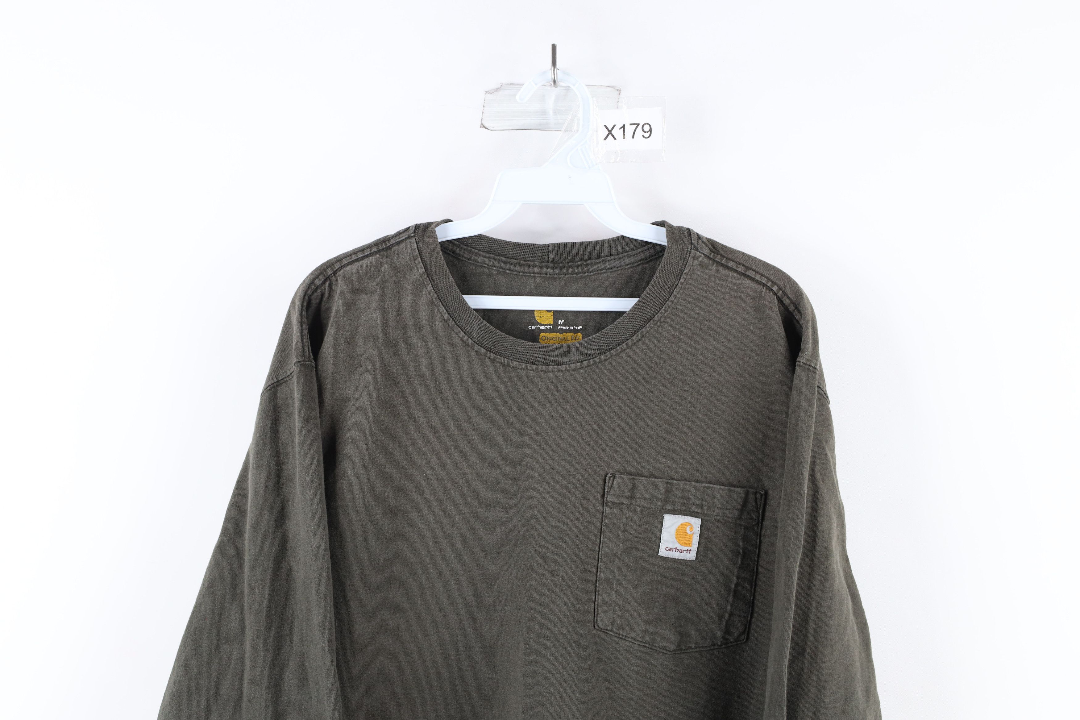 Carhartt Vintage Carhartt Spell Out Long Sleeve Pocket T-Shirt Green Size US M / EU 48-50 / 2 - 2 Thumbnail