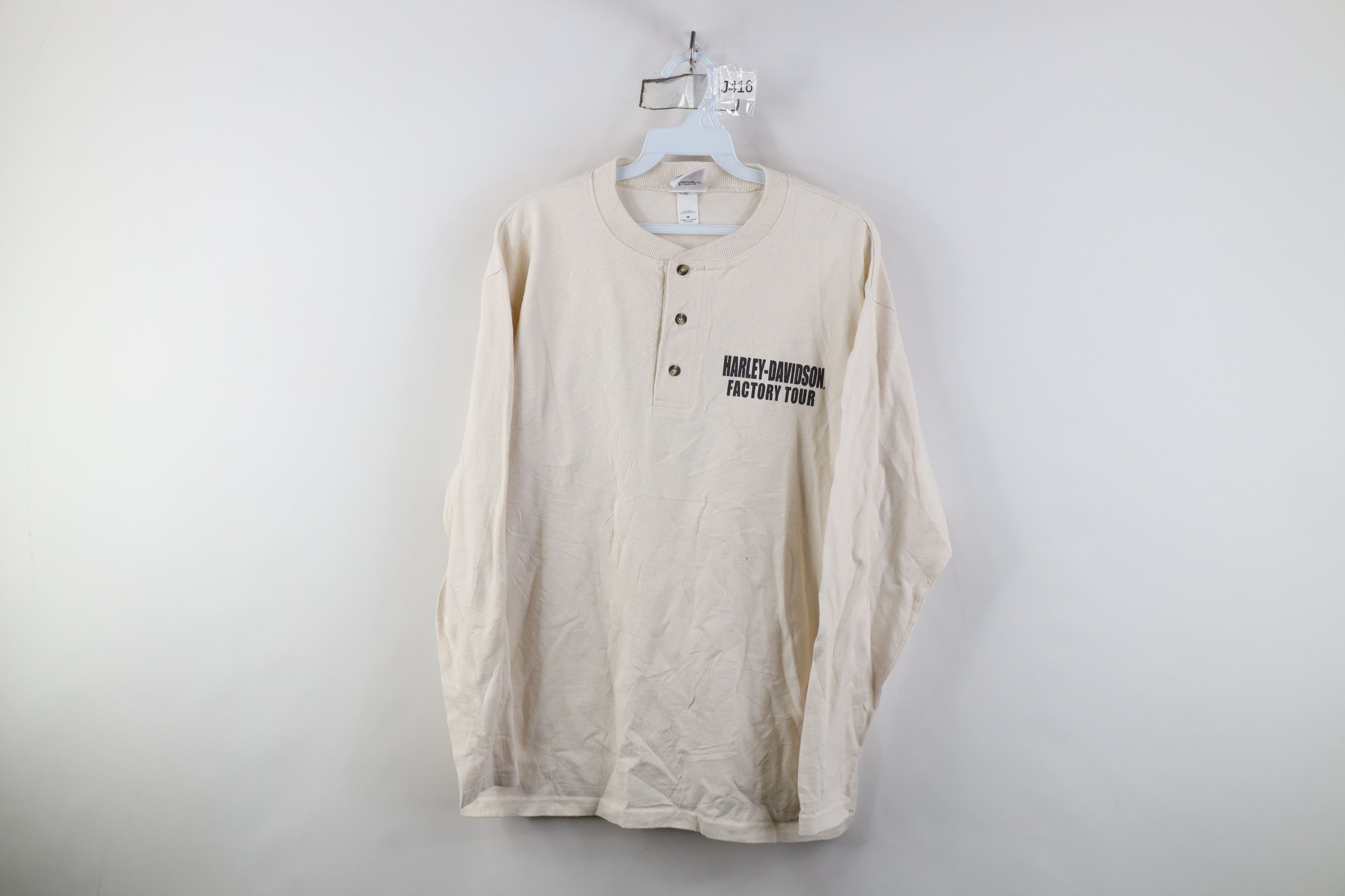 Harley Davidson Vintage Y2K 2004 Harley Davidson Long Sleeve Henley T-Shirt Size US M / EU 48-50 / 2 - 1 Thumbnail