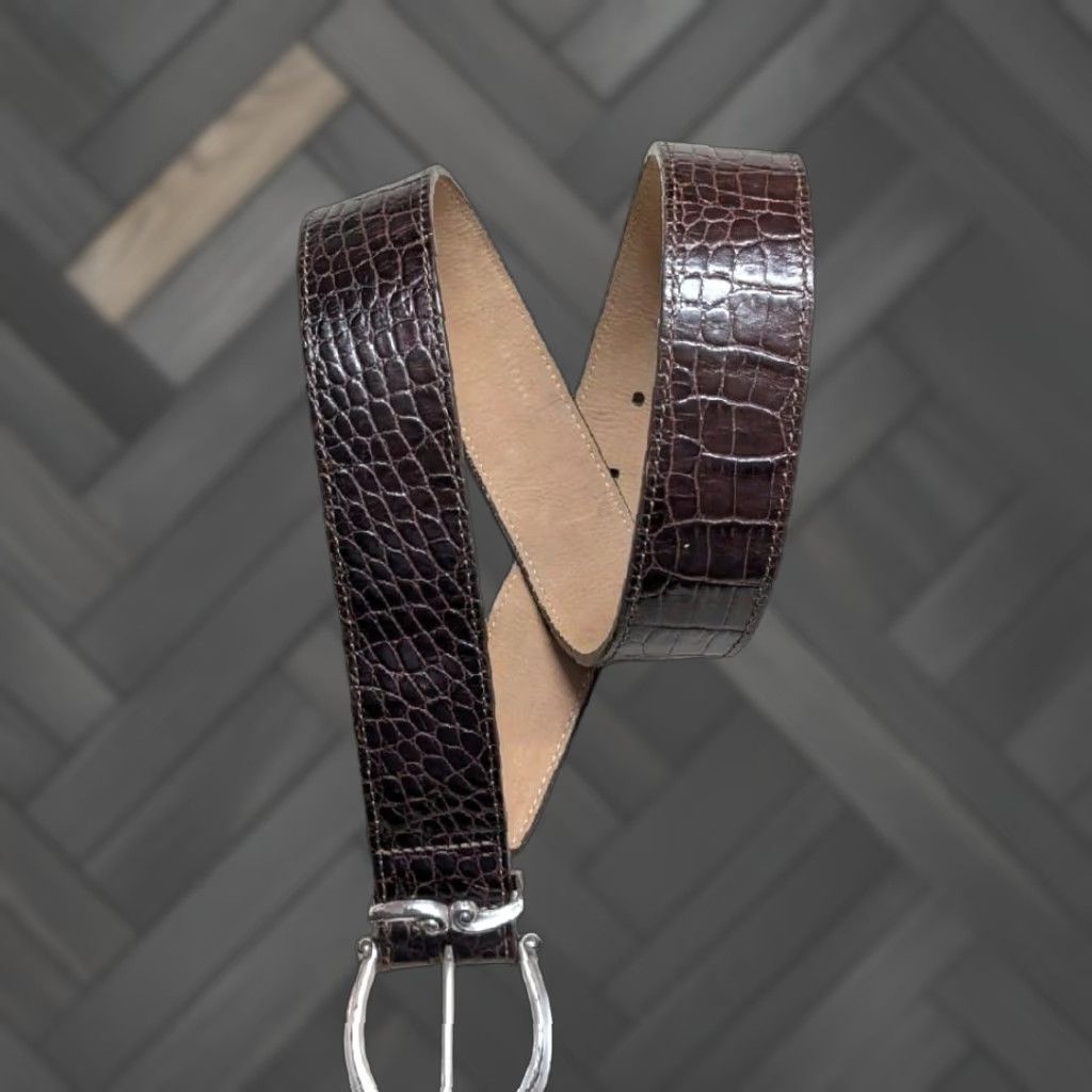 Brighton VINTAGE Brighton Belt 30 Alligator Embossed Leather USA Made Brown Leather Belt Women M Size ONE SIZE - 1 Thumbnail