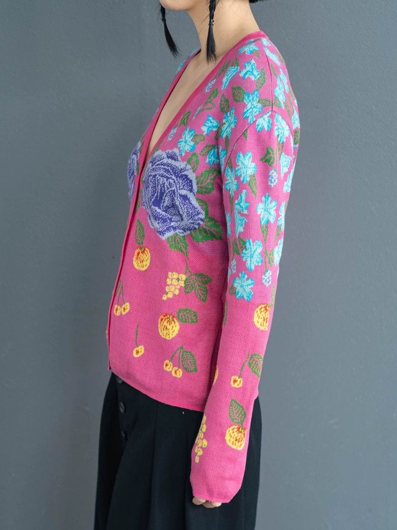 Kenzo KENZO Vintage pink floral knit cardigan Size M / US 6-8 / IT 42-44 - 6 Thumbnail