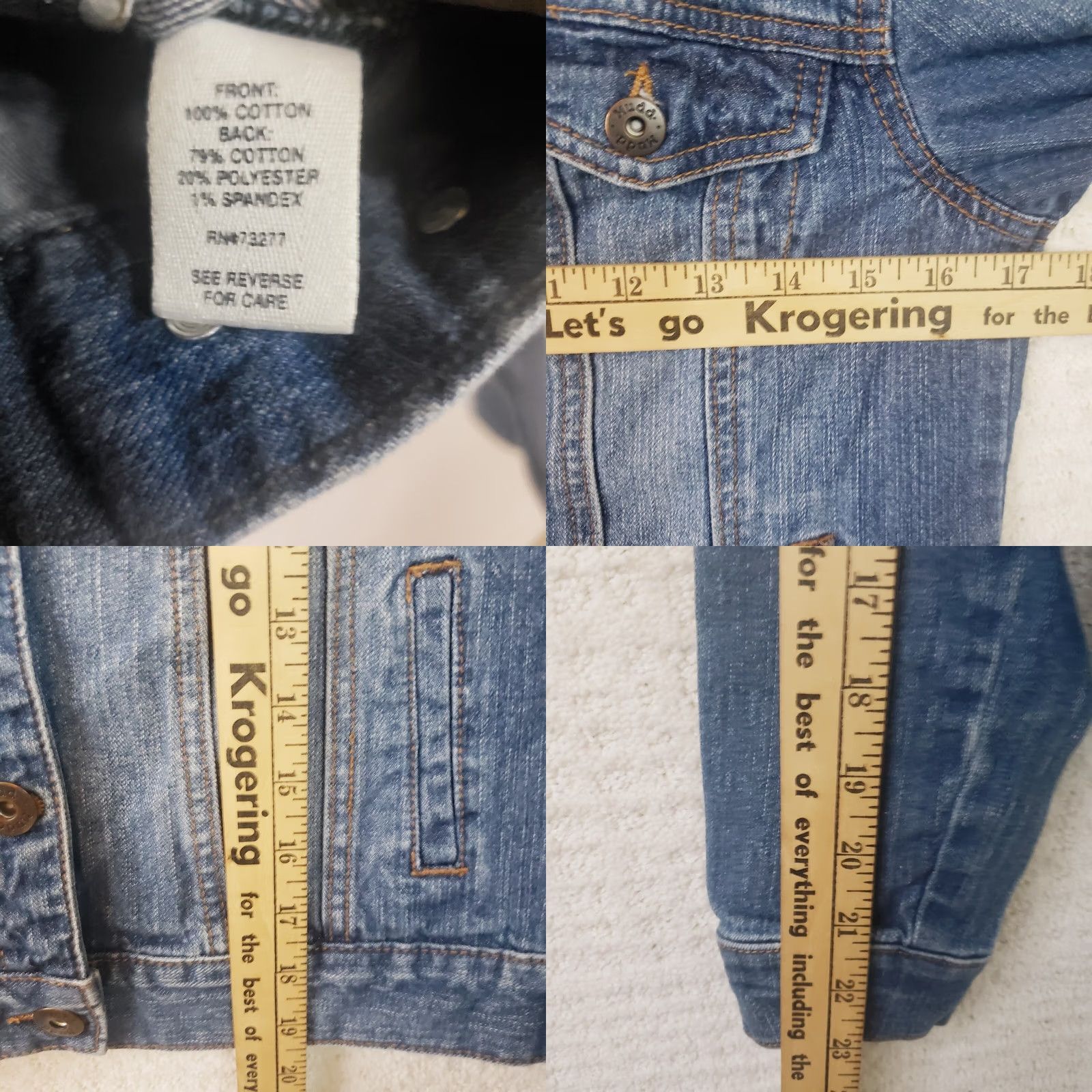 Denime Mudd Womens Denim Jacket Juniors Light Blue Wash Button Down Distressed SMALL Jacket Women S Cotton Denim Solid Pockets Collared Buttons Vintage No Size S / US 4 / IT 40 - 9 Thumbnail