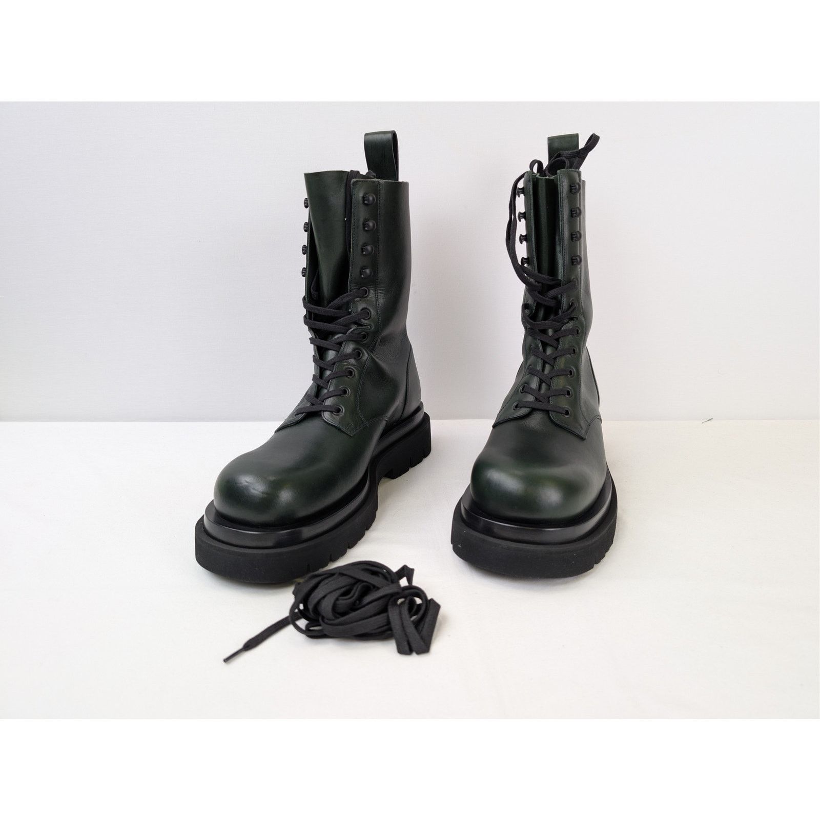 Bottega Veneta o1rshd1 Military Calf Lug Boots in Bottle Green Size US 11 / EU 44 - 7 Thumbnail