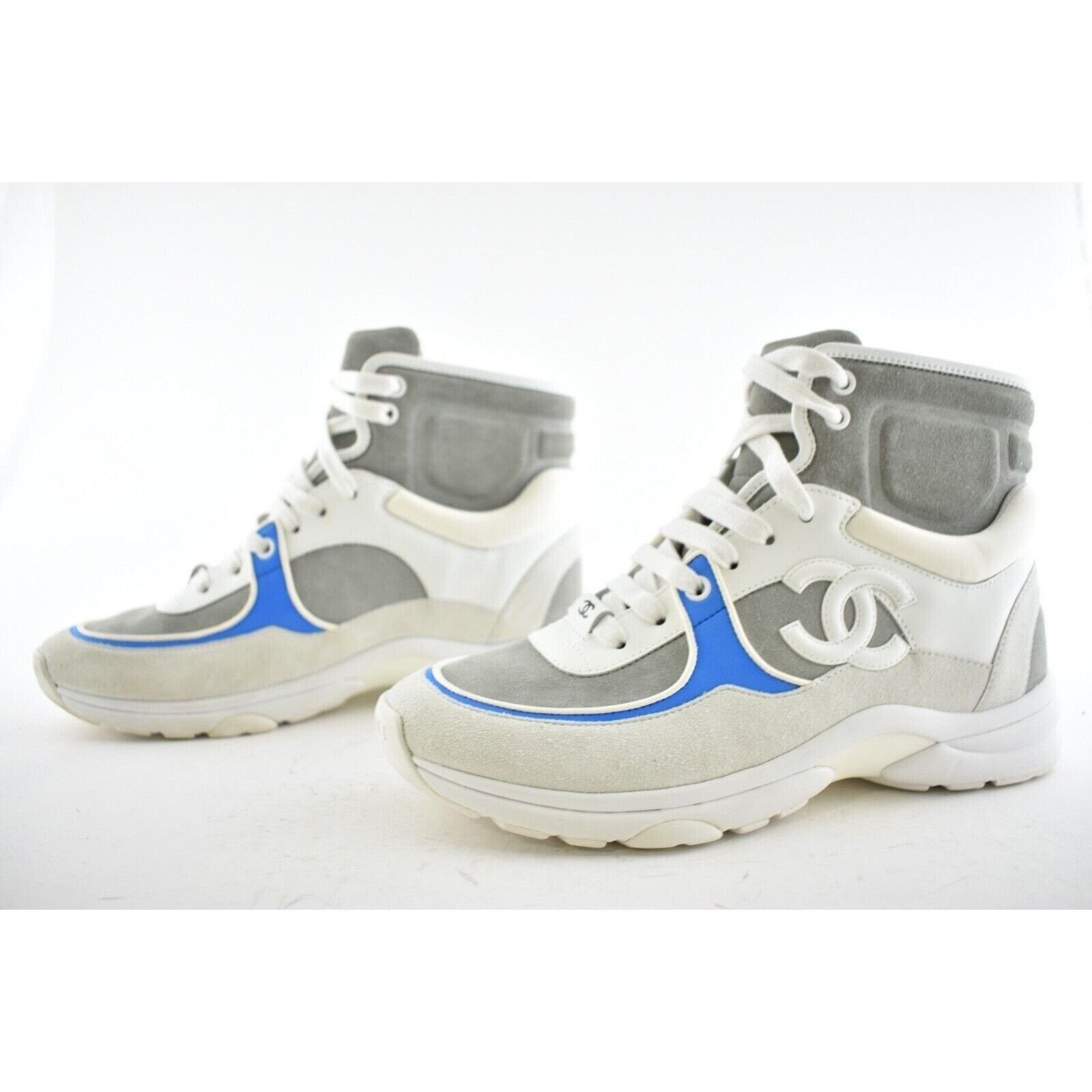 Chanel 18P CC Logo Lace Up Tie Flat Trainer High Top Sneaker 38 Size US 8 / IT 38 - 19 Thumbnail
