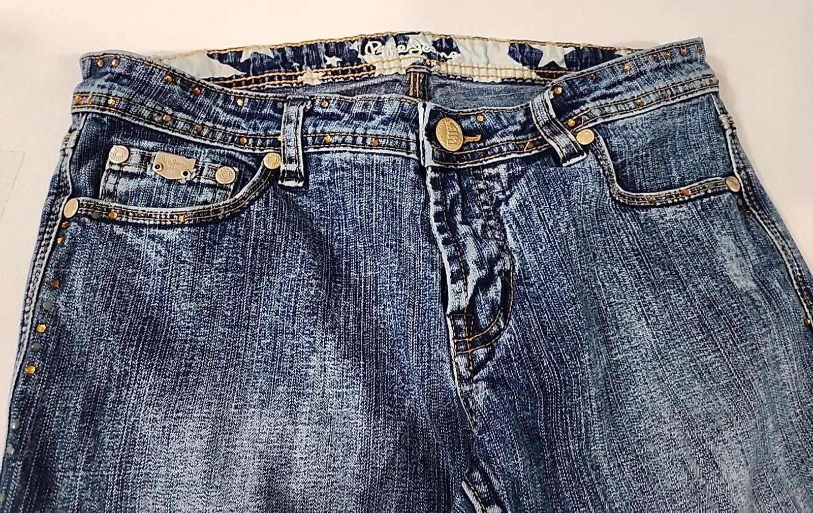 Pepe Jeans Pepe Jeans UK Blue Jeans Orange Beaded Low Rise 29/30W x 32L Size 29" - 7 Thumbnail