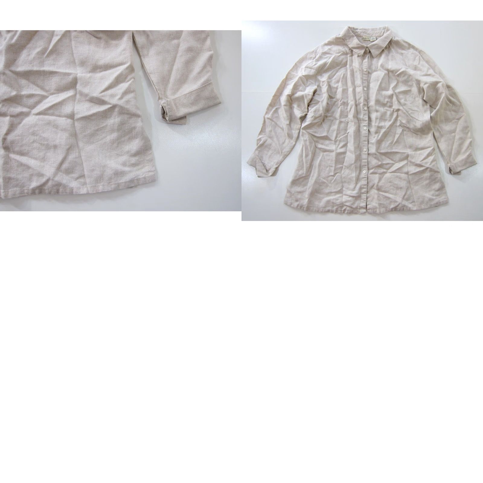 Vintage Linden Hill Blouse 100% Linen Beige Brown Button Down long Sleeve Collared XL Women Size XL / US 12-14 / IT 48-50 - 8 Thumbnail