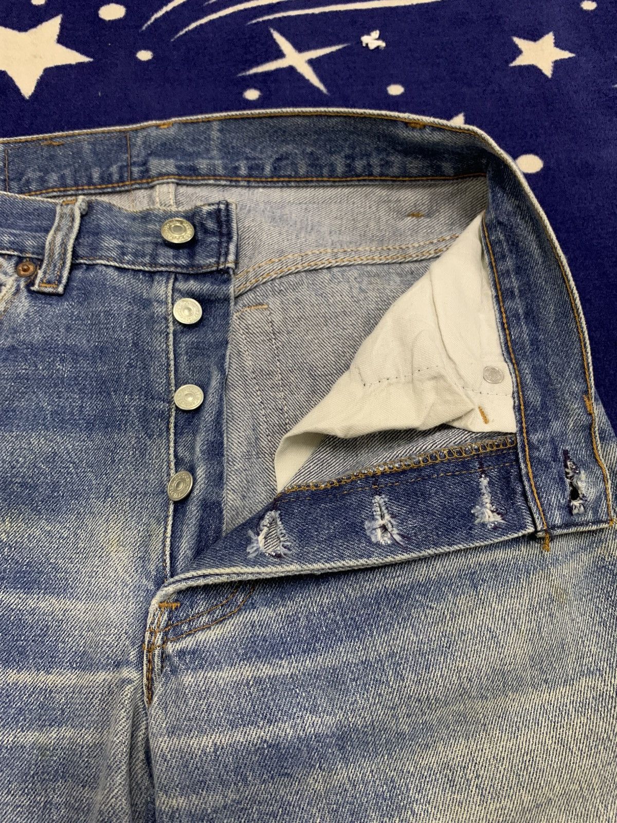 Levi's Vintage Clothing Levi’s 501 USA Vintage Denim Jeans — Altered & Distressed Size US 27 - 11 Thumbnail