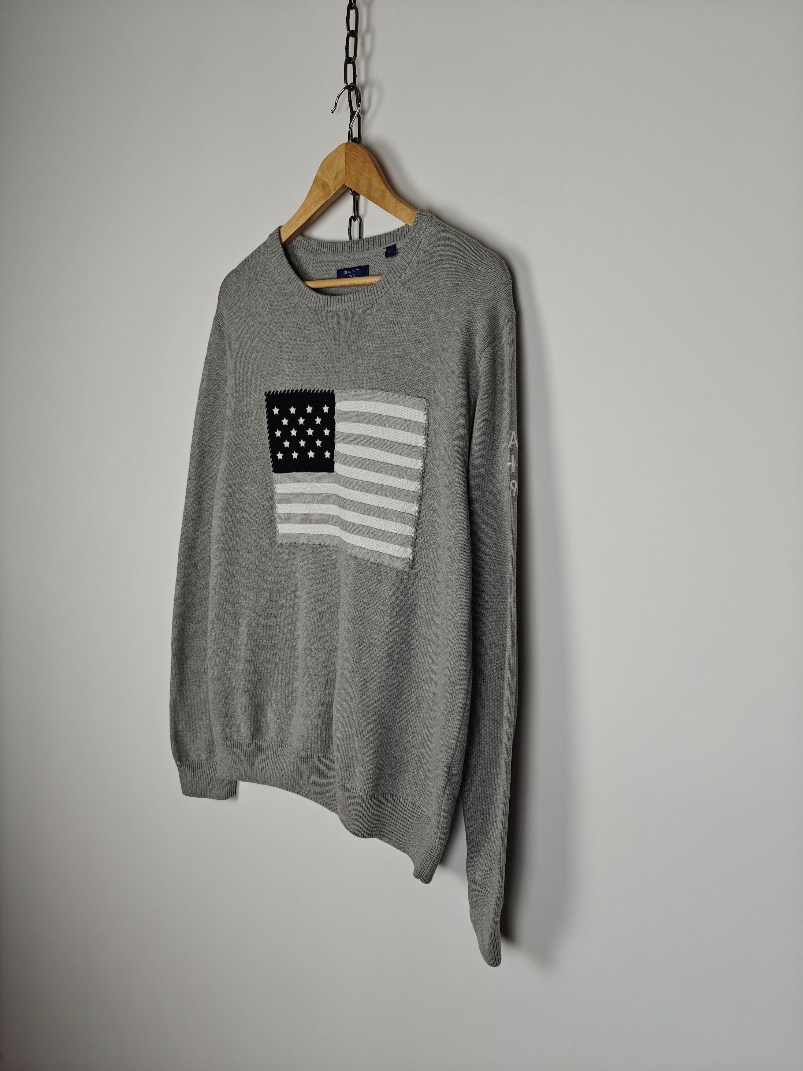 Gant Gant Knit Sweater Crewneck Cener USA Flag Logo Gray size L Size US L / EU 52-54 / 3 - 6 Thumbnail