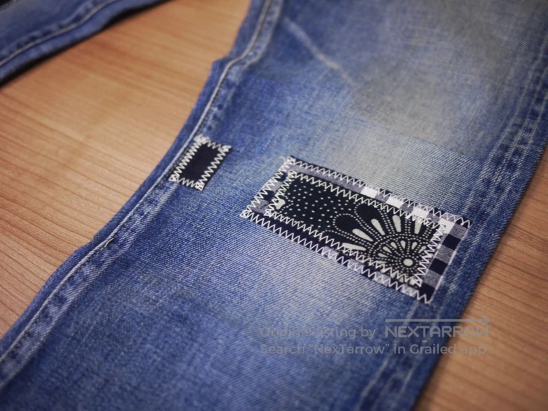 Visvim Blue Denim Jeans with Patch Details - Size 32. Size US 32 / EU 48 - 4 Thumbnail