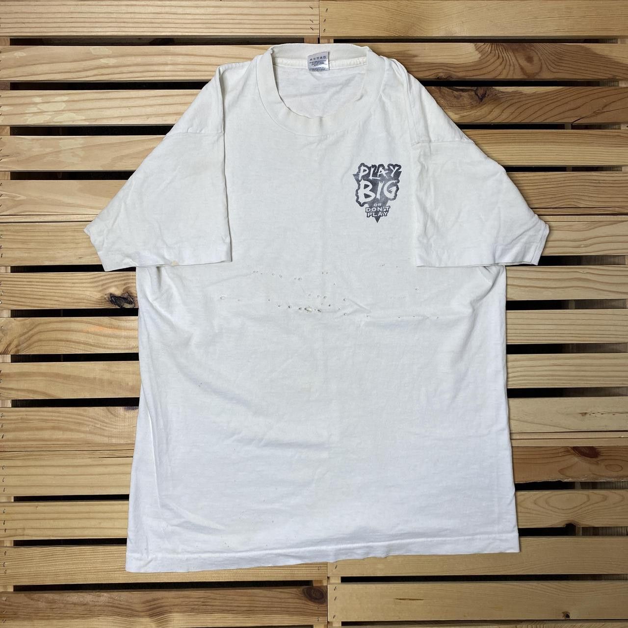 Fruit Of The Loom Vintage Big Play White Thrashed Baseball Tee Size Large Size US L / EU 52-54 / 3 - 2 Thumbnail