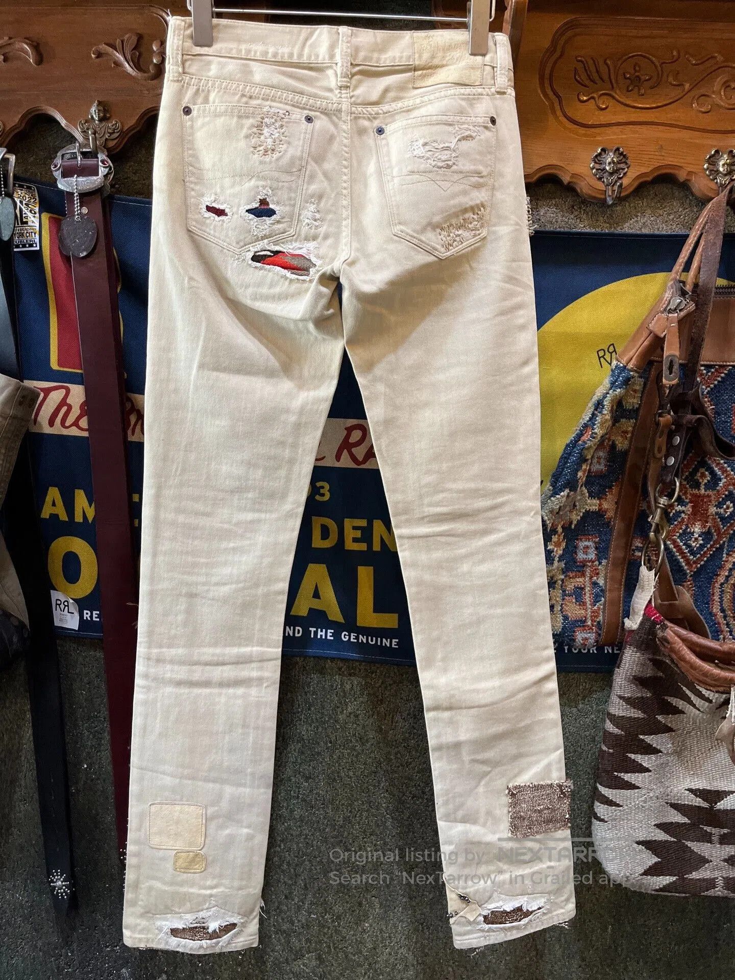 RRL Ralph Lauren distressed cream denim pants by ralph lauren. Size 26" / US 2 / IT 38 - 2 Thumbnail