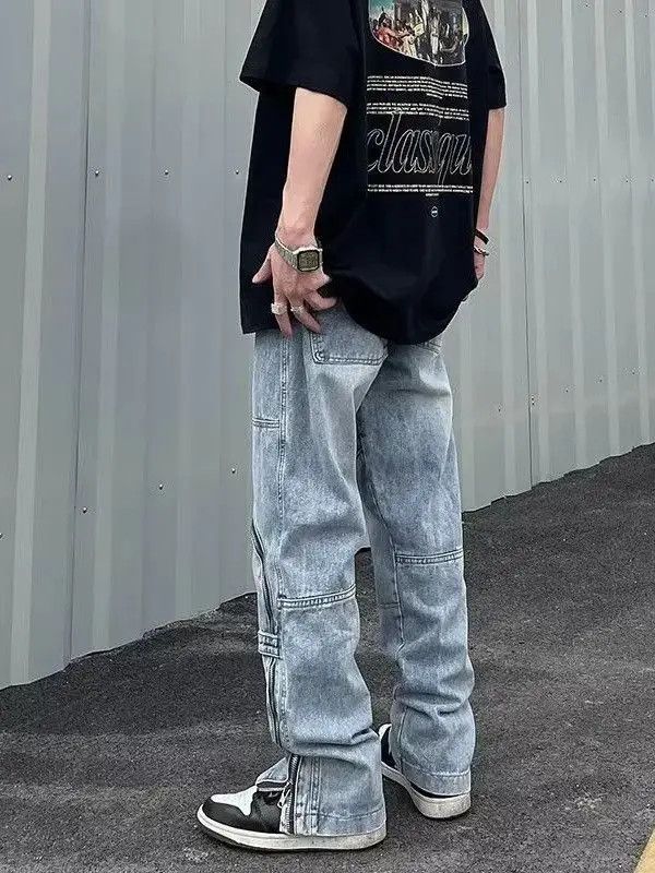 Japanese Brand Retro loose zipper micro flared jeans Size US 30 / EU 46 - 3 Thumbnail