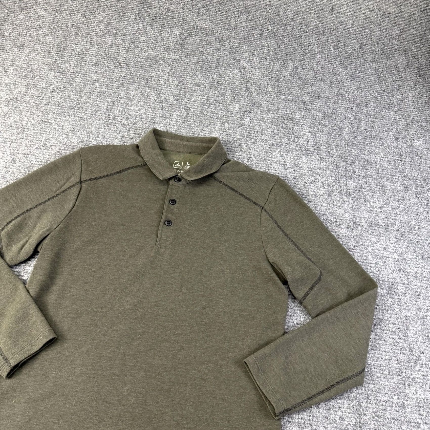 Vintage Triple Aught Design Polo Shirt Mens Large Green Merino Knit USA Long Sleeve Size US L / EU 52-54 / 3 - 2 Thumbnail