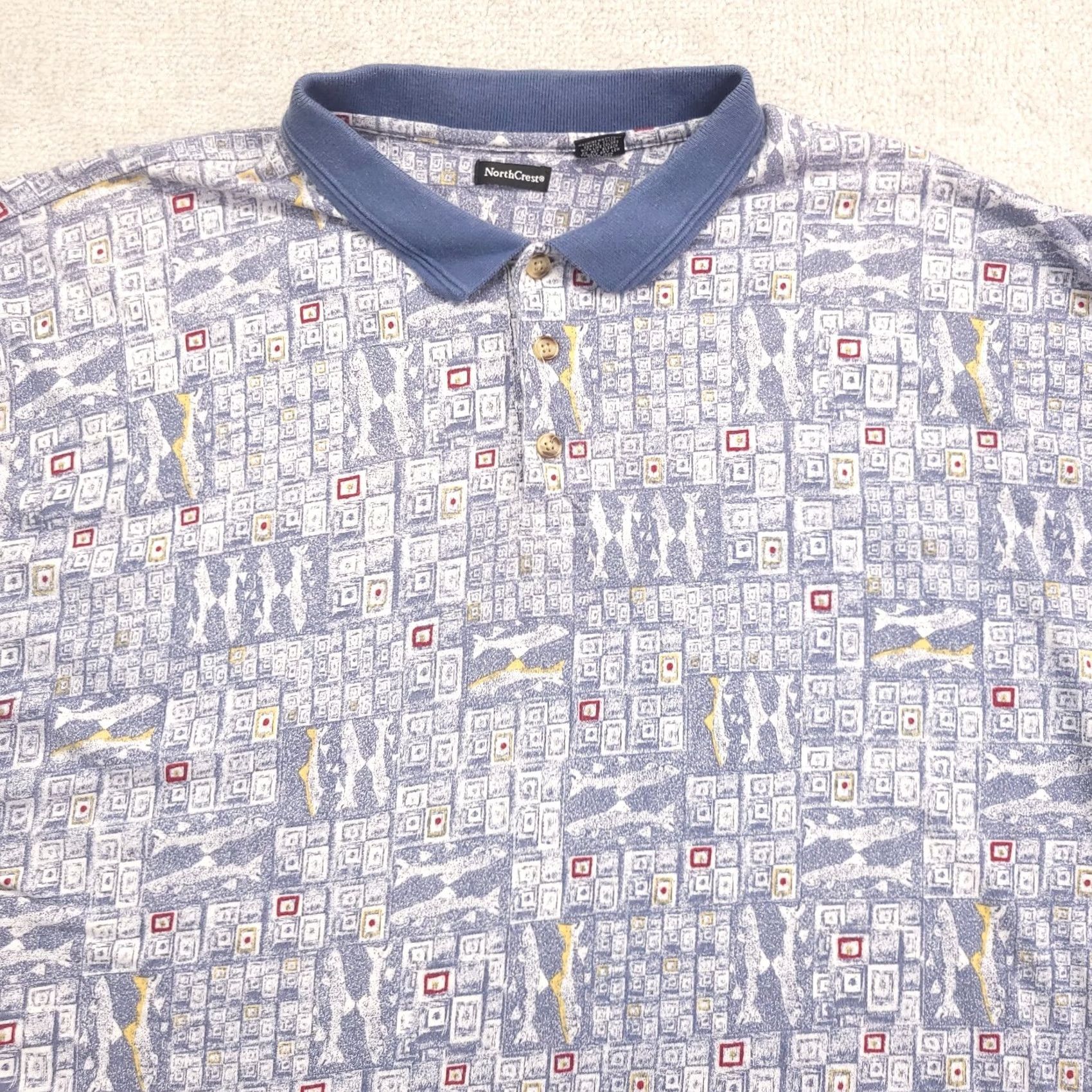 Vintage Northcrest Polo Shirt Short Sleeve All Over Shark Print XXL Mens Size US XXL / EU 58 / 5 - 6 Thumbnail
