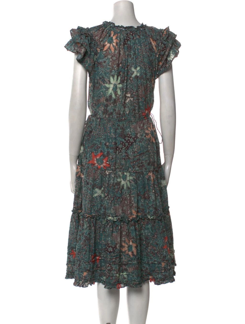 Ulla Johnson Ulla Johnson Rema Silk Floral Dress Size Medium Malachite Size M / US 6-8 / IT 42-44 - 2 Thumbnail