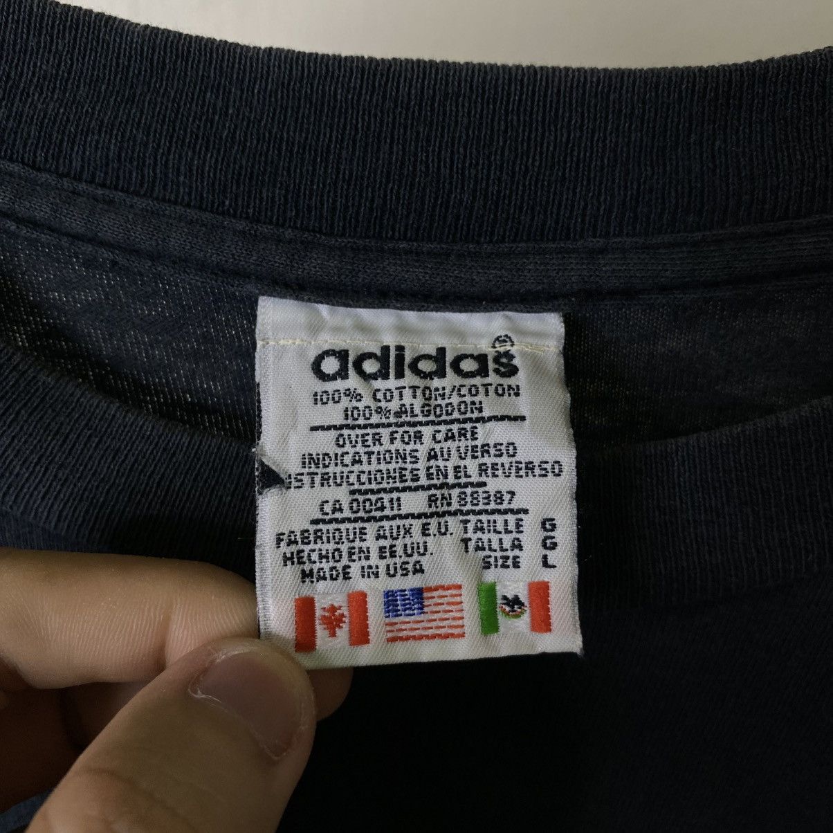 Adidas 1990s Adidas Double Sided Graphic Faded Black T Shirt Size US XL / EU 56 / 4 - 3 Thumbnail