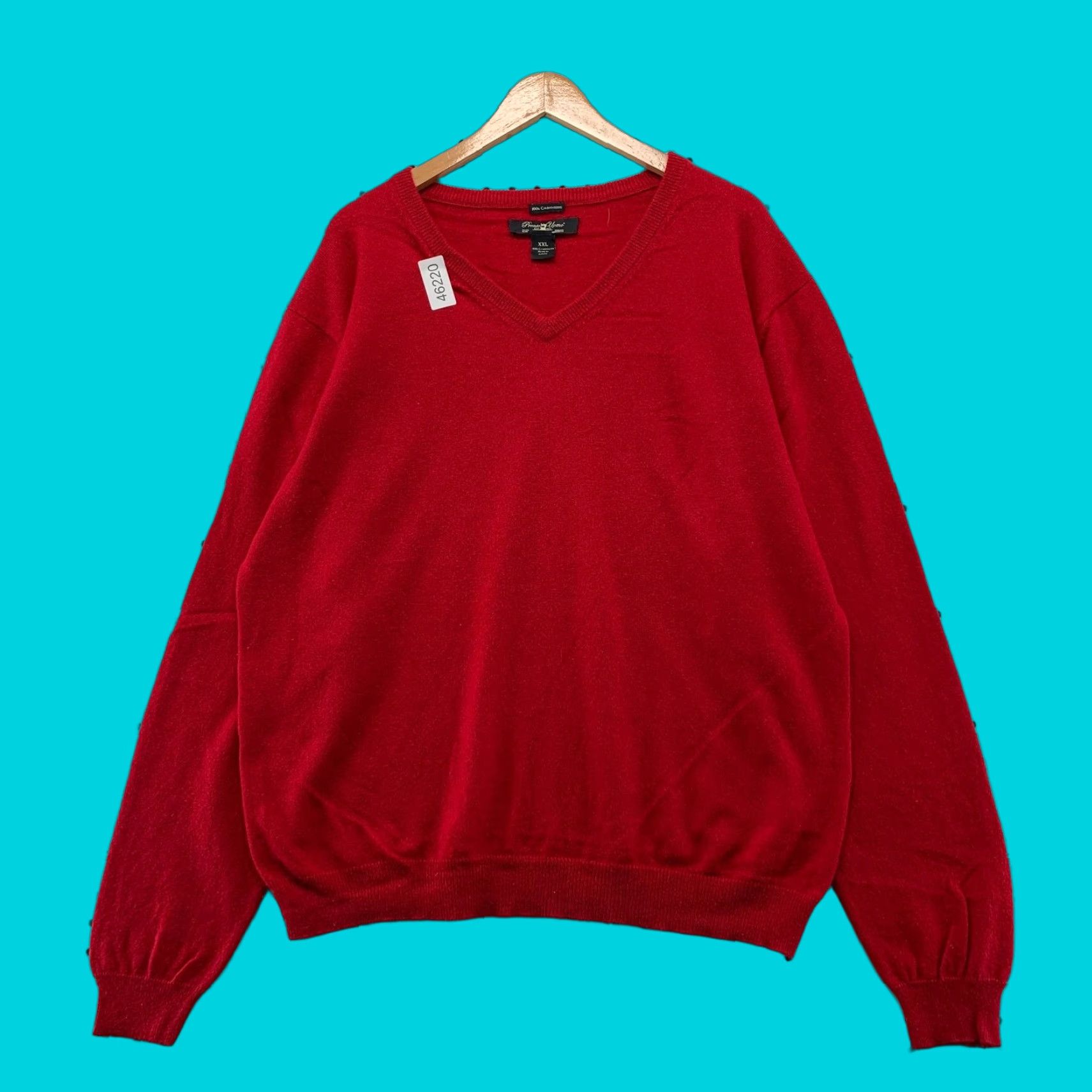 Pronto Uomo Pronto Uomo 100% Cashmere Sweater Mens 2XL Red V-Neck Lightweight Preppy Pullover Knit Shirt Mens Size US XXL / EU 58 / 5 - 1 Thumbnail