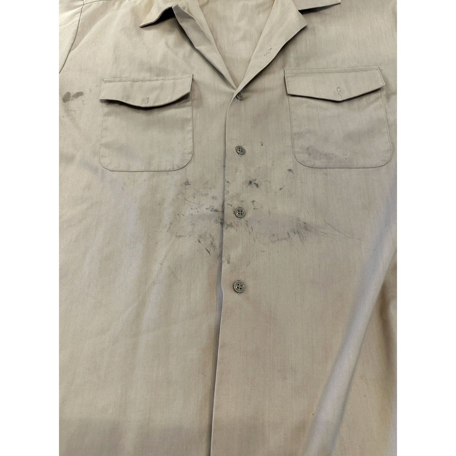 Vintage VINTAGE Creighton Permanent No Press Button Up Shirt Large 70s Shirt, Beige, 60s 70s, Men, L Size US L / EU 52-54 / 3 - 4 Thumbnail