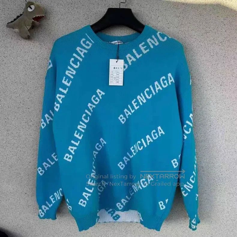 Balenciaga Balenciaga Blue all-printed sweater Size US S / EU 44-46 / 1 - 1 Thumbnail
