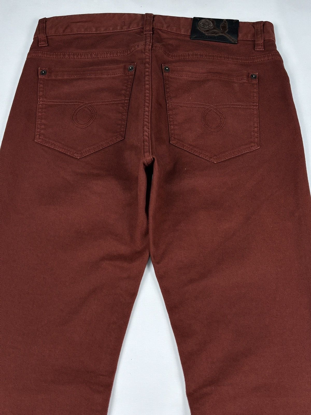 Roberto Cavalli Burgundy Snake Embroidered Slim Fit Jeans Size US 30 / EU 46 - 13 Thumbnail