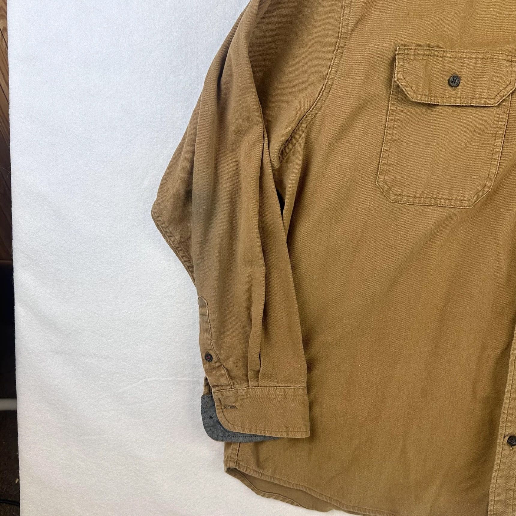 Wrangler Wrangler Shirt Mens XL Brown Comfort Flex Button Up Long Sleeve Work Casual Twill Cotton Spandex Pockets Western Vintage: No Size US XL / EU 56 / 4 - 7 Thumbnail