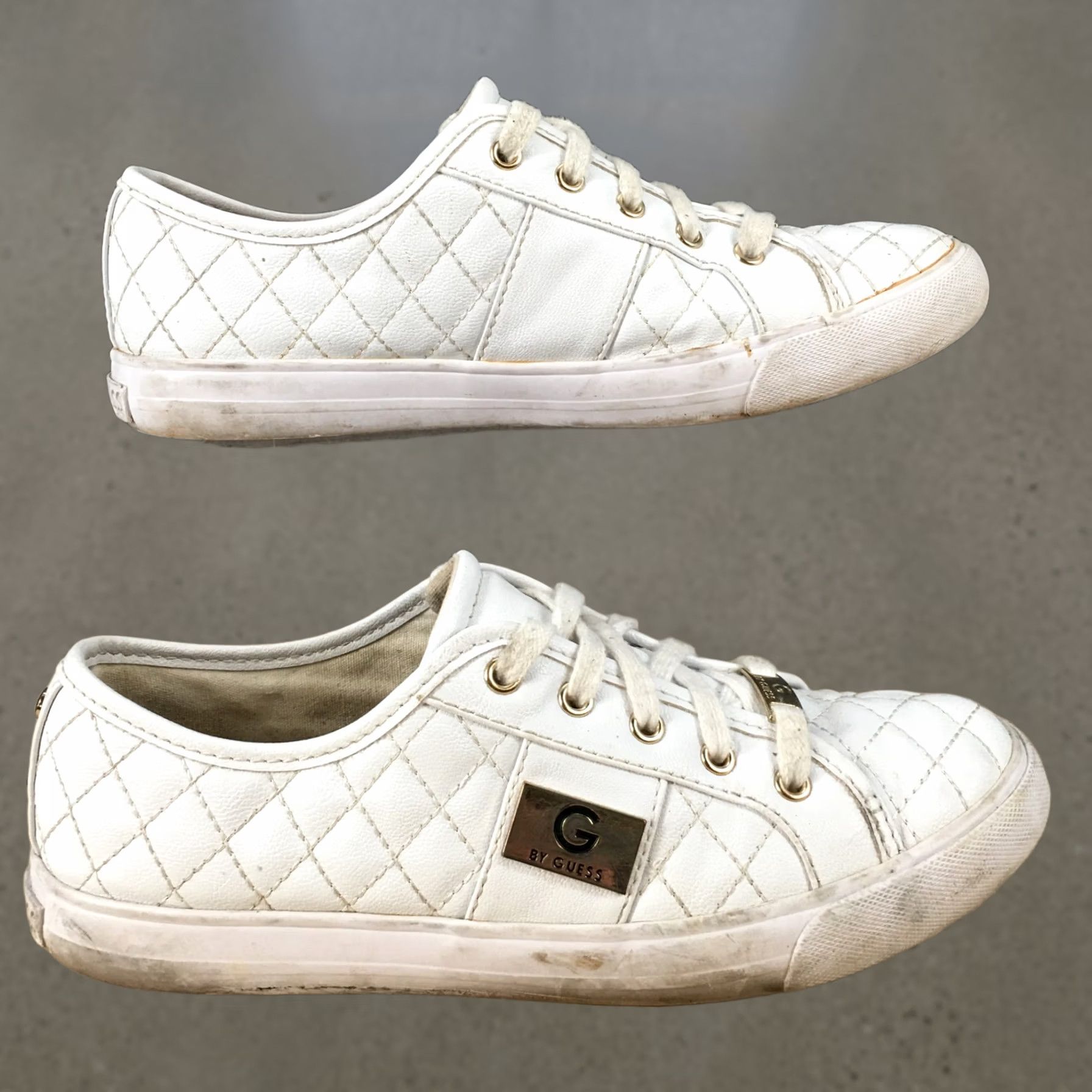 Guess G by GUESS Adie Quilted Low Top Sneakers Womens 7.5 M White Faux Leather Sneaker Shoes Casual Size M / US 6-8 / IT 42-44 - 1 Thumbnail