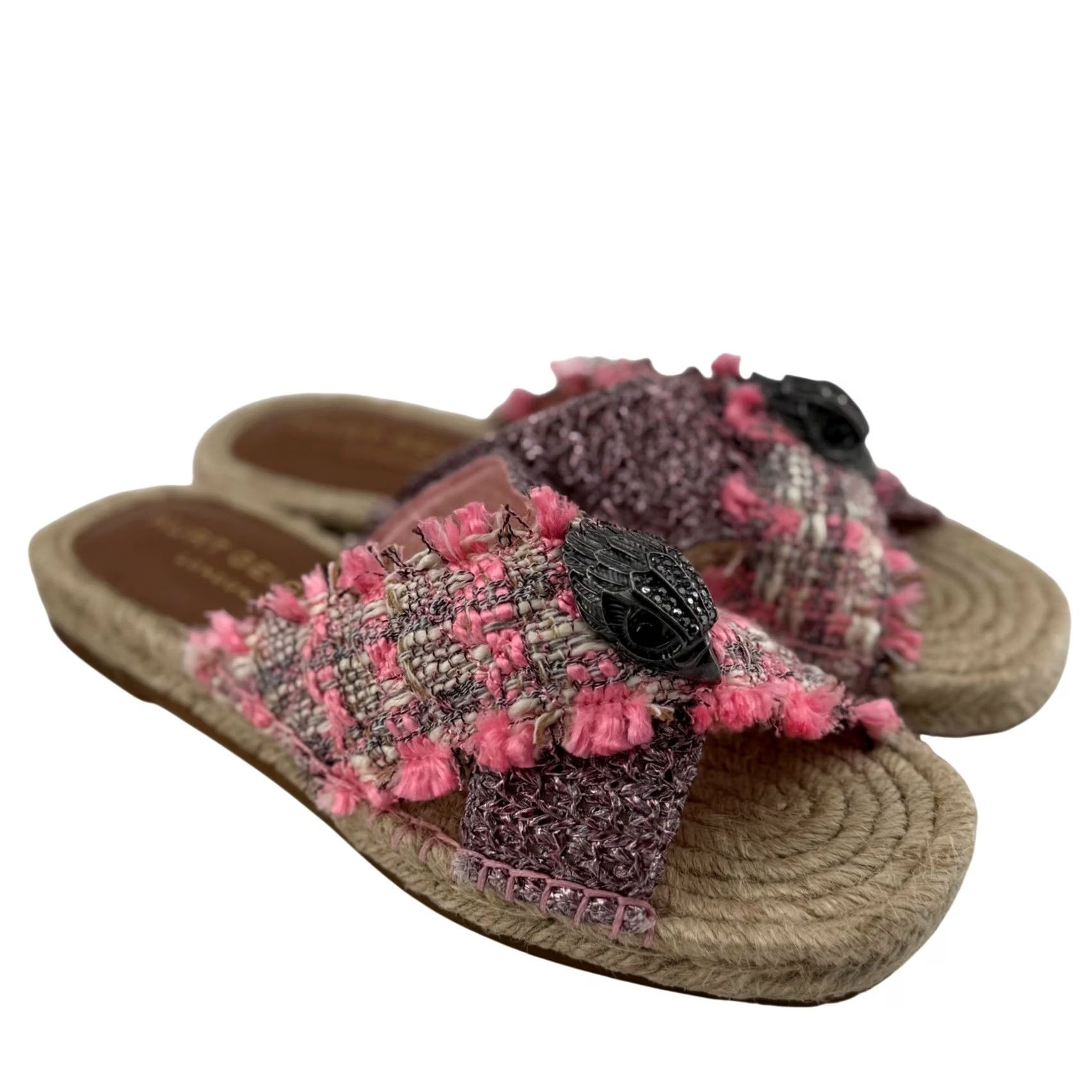 Kurt Geiger Kurt Geiger Womens Sandal Pink Tweed Espadrille Slide 7 Kensington X Eagle Head Size US 7 / IT 37 - 5 Thumbnail