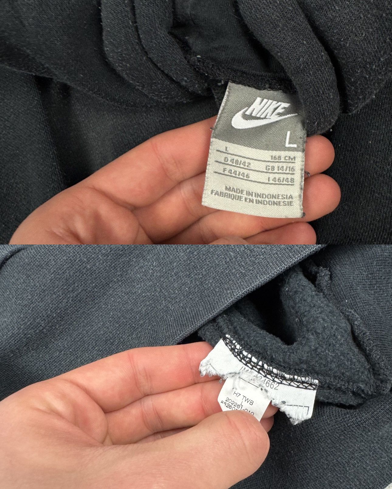 Nike × Vintage Nike Black Spellout Swoosh Pockets Pullover Hoodie L Size L / US 10 / IT 46 - 2 Thumbnail
