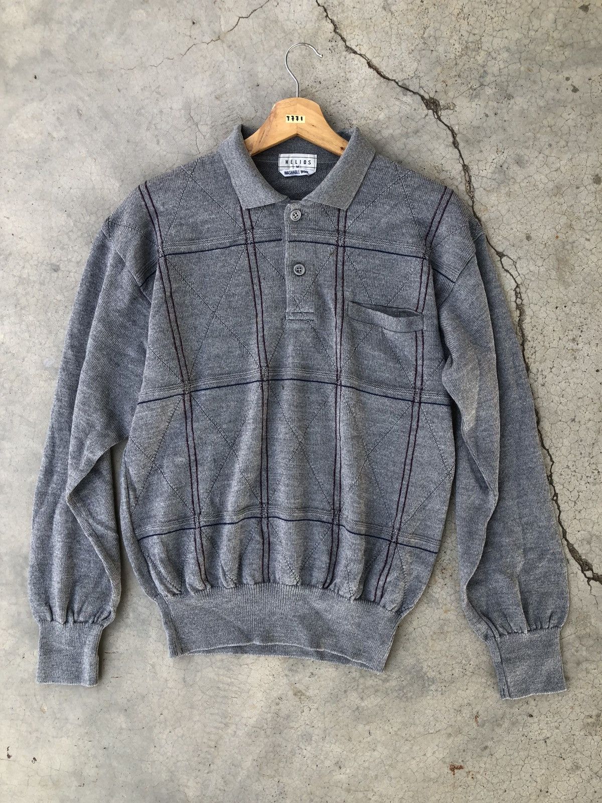 Aran Isles Knitwear × Homespun Knitwear Polo Pattern Knitsweater chackered Jumper With Pocket Size US M / EU 48-50 / 2 - 1 Thumbnail