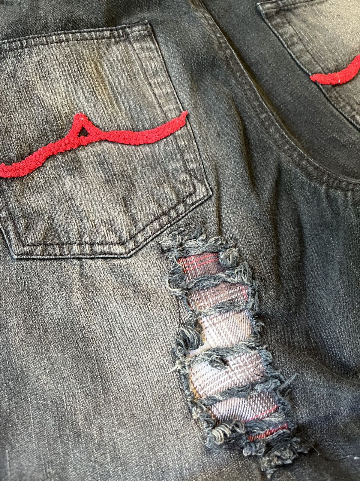 In The Attic In The Attic Distressed Patchwork Flared Jeans 🇯🇵 Size US 32 / EU 48 - 7 Thumbnail