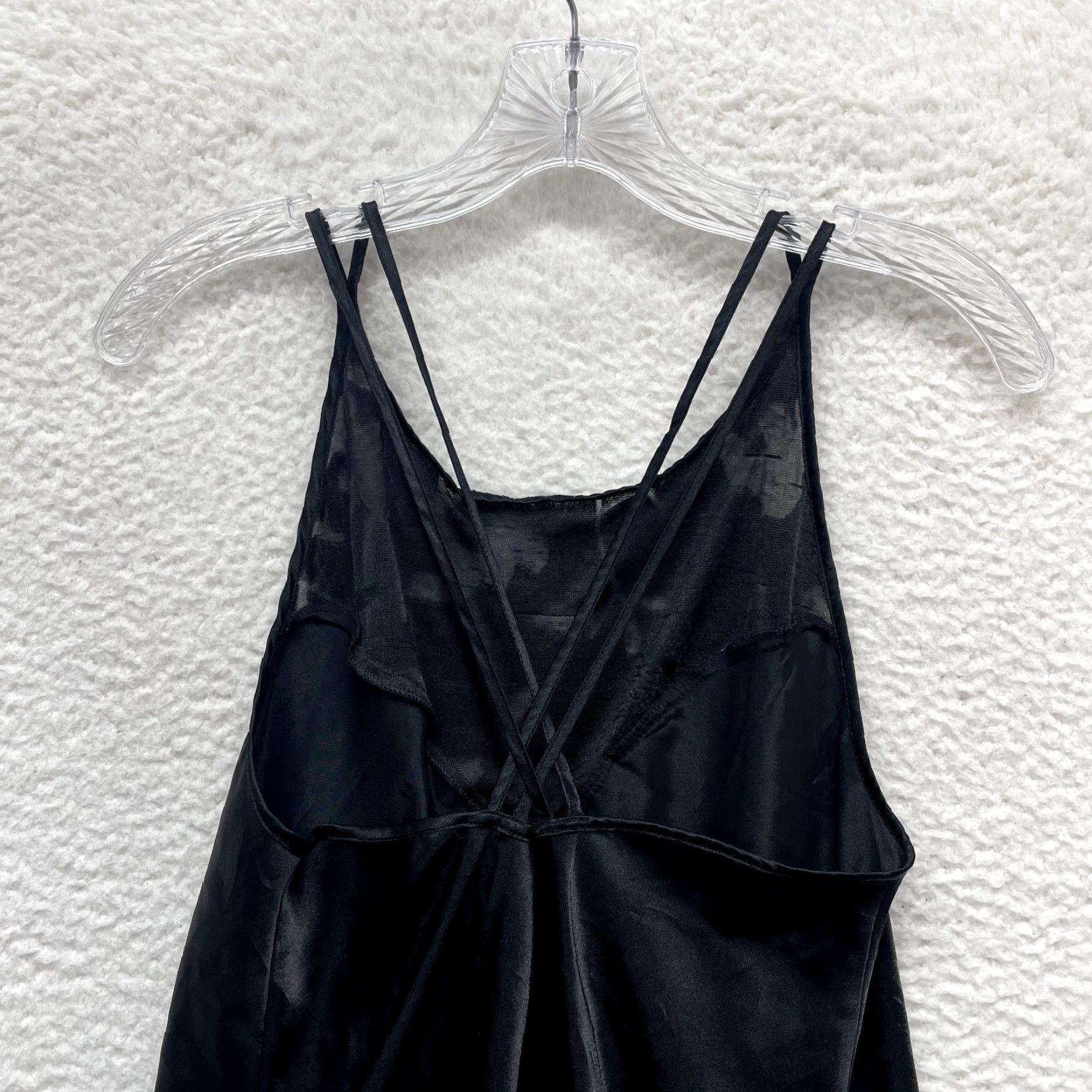 Vintage VINTAGE 90s Y2K Slip Dress Black Floral Satin Chemise Lingerie Large Size L / US 10 / IT 46 - 4 Thumbnail