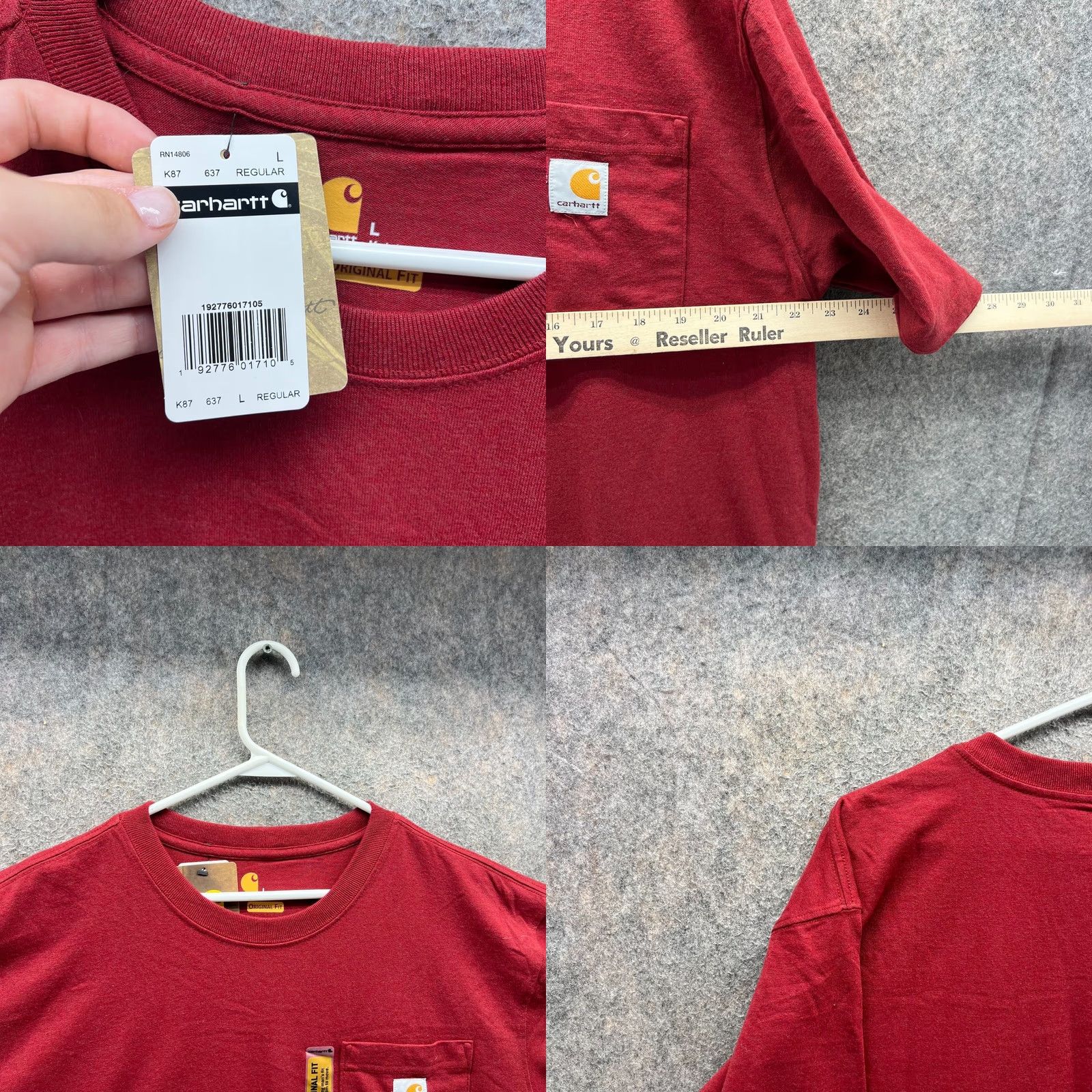 Carhartt Carhartt Shirt Mens Large Red Crewneck Cotton Logo Pocket NEW Regular T-Shirt Men XS? No — Size L, Color Red, Logo, Pocket, All Seasons Size US L / EU 52-54 / 3 - 8 Thumbnail
