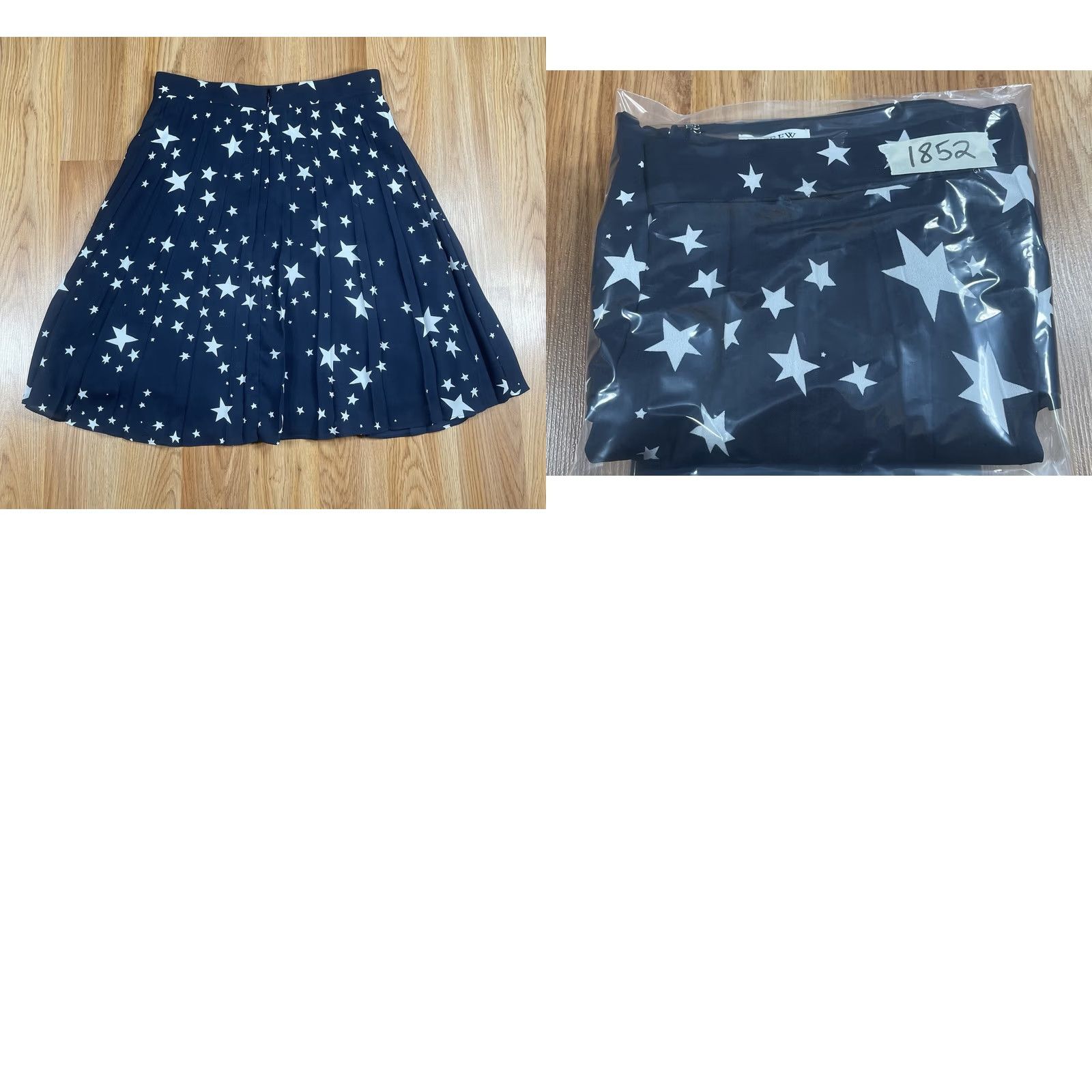 Vintage J Crew Skirt Womens 2 Navy Pull-on Zipper Pocket Above Knee Length Polyester NWT Blue Star Pattern All Seasons Pockets Womens Skirt 2 Navy Size 26" / US 2 / IT 38 - 9 Thumbnail