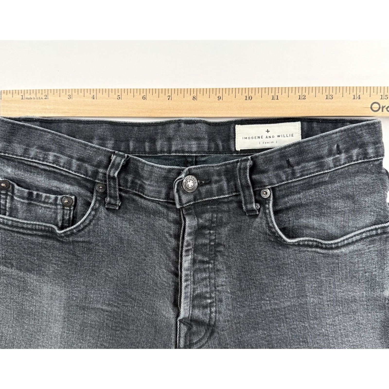 Imogene + Willie Imogene and Willie Barton Slim Jeans Mens Size 30 Black Selvedge Button Fly Slim Straight 5-Pocket Denim Inseam 28 Size US 30 / EU 46 - 6 Thumbnail