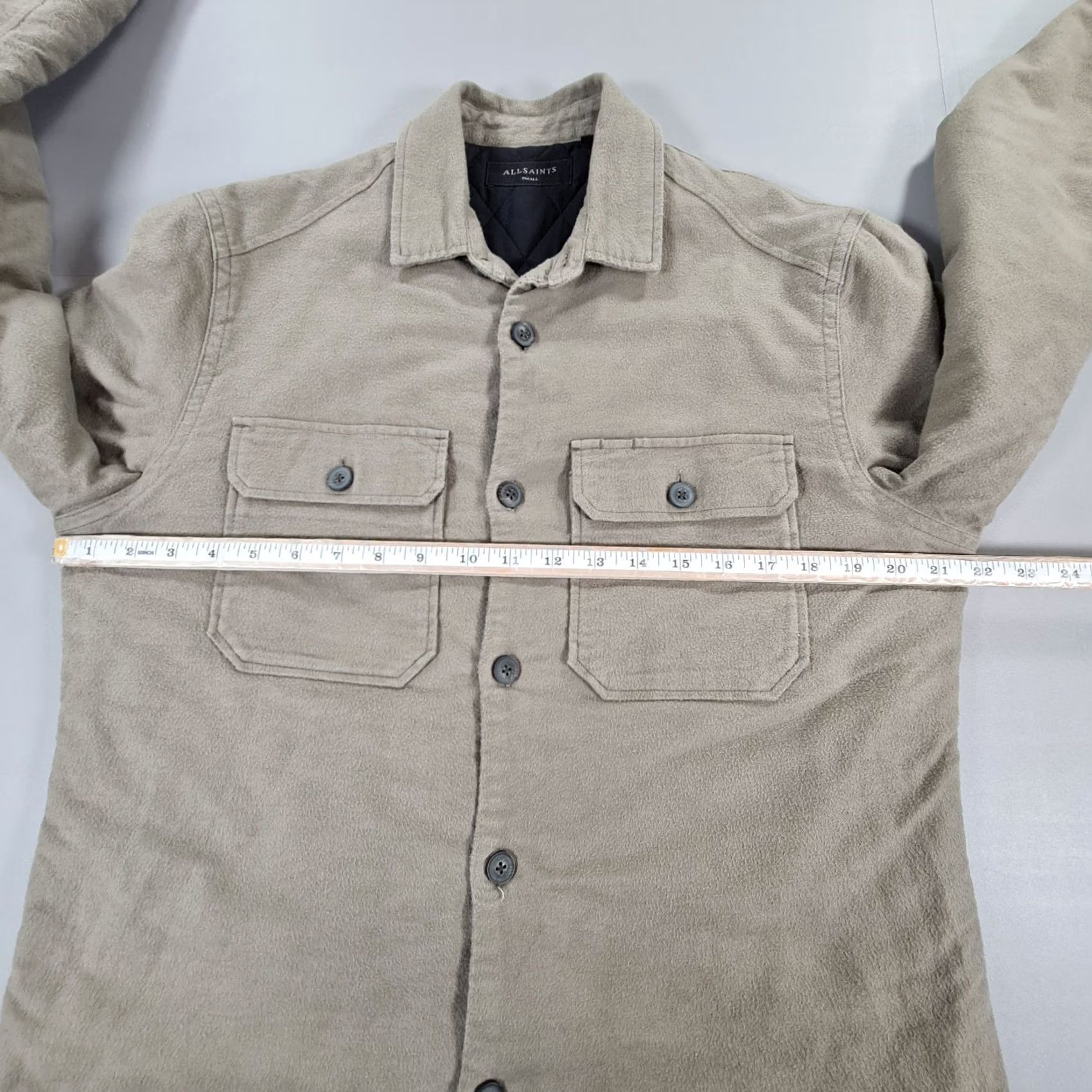 Allsaints AllSaints Overshirt Shirt Grey S Long Sleeve Button-Up Padded Lined Pocketed Cotton Casual Mens Size US S / EU 44-46 / 1 - 7 Thumbnail