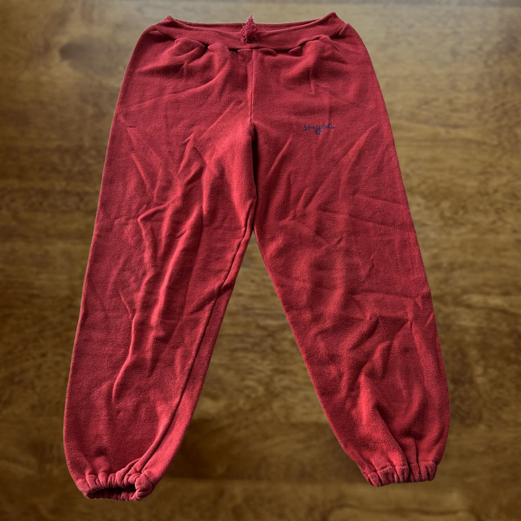 Spalding VINTAGE Spalding Sweatpants Mens M Red Fleece Joggers Elastic Waist Gym Pants Size US 31 - 1 Thumbnail