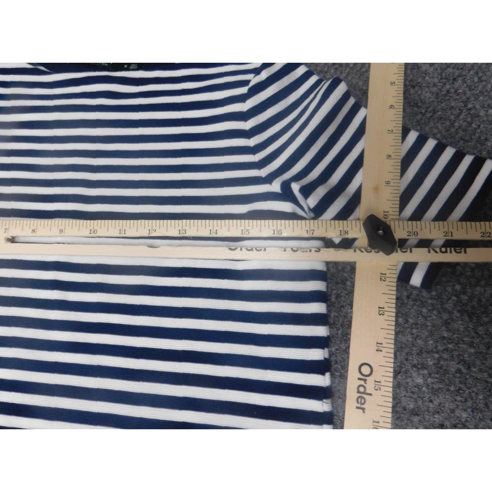 Ralph Lauren Lauren Ralph Lauren Blouse Womens Medium Blue Striped Pullover Short Sleeve Round Neck Stretch Casual Regular Size M / US 6-8 / IT 42-44 - 5 Thumbnail